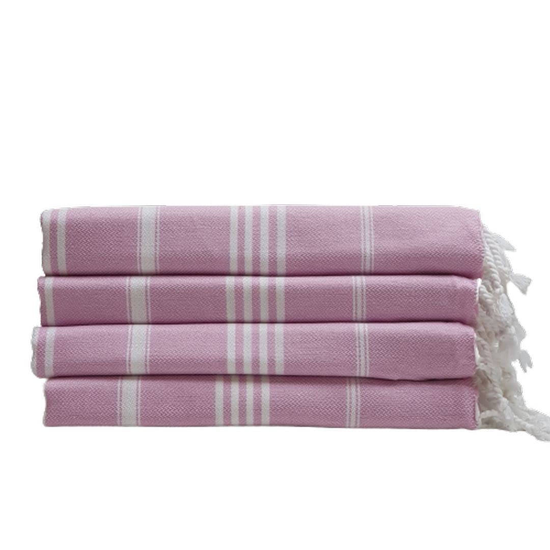Premium Turkish Cotton Hand Towels Set of 4 - 19x40 Inch Absorbent Kitchen & Bath Towels - Soft Dish Cloths & Dinner Napkins for Home, Restaurant & Hotel Use (Pink)