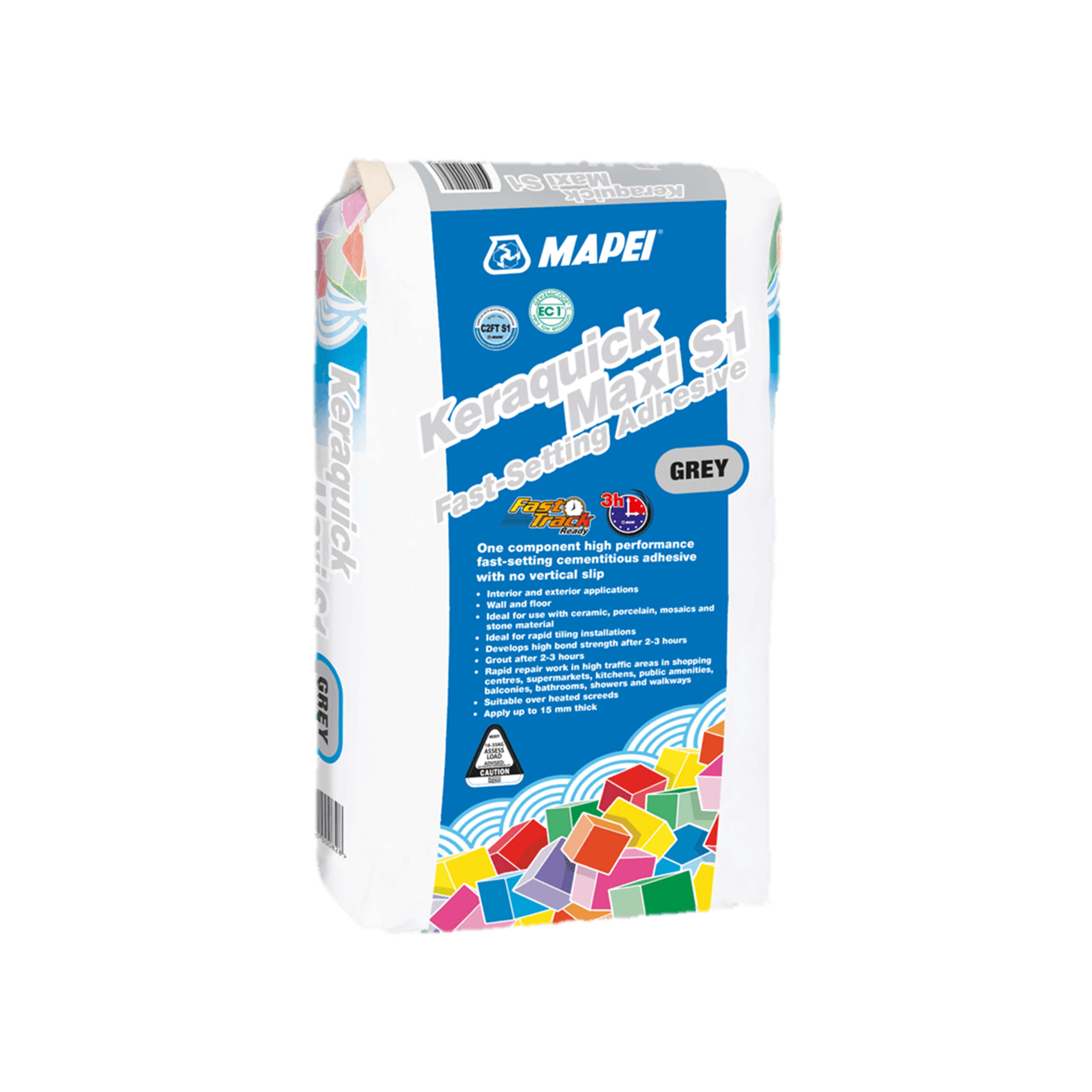 Mapei Keraquick Maxi S1 20Kg White - Fast-Setting Tile Adhesive for Bathroom, Kitchen & Floor Tiling - High-Performance Ceramic & Porcelain Tile Glue