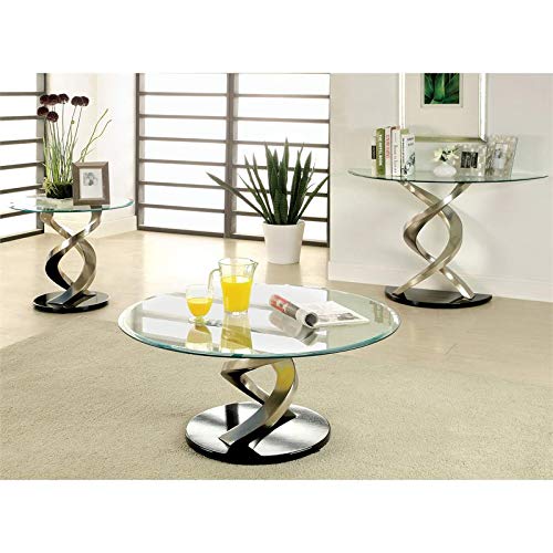 Furniture of America Kalliope Modern Sofa Table with Metallic Finish - Stylish End Table for Living Room, Bedroom & Office Decor