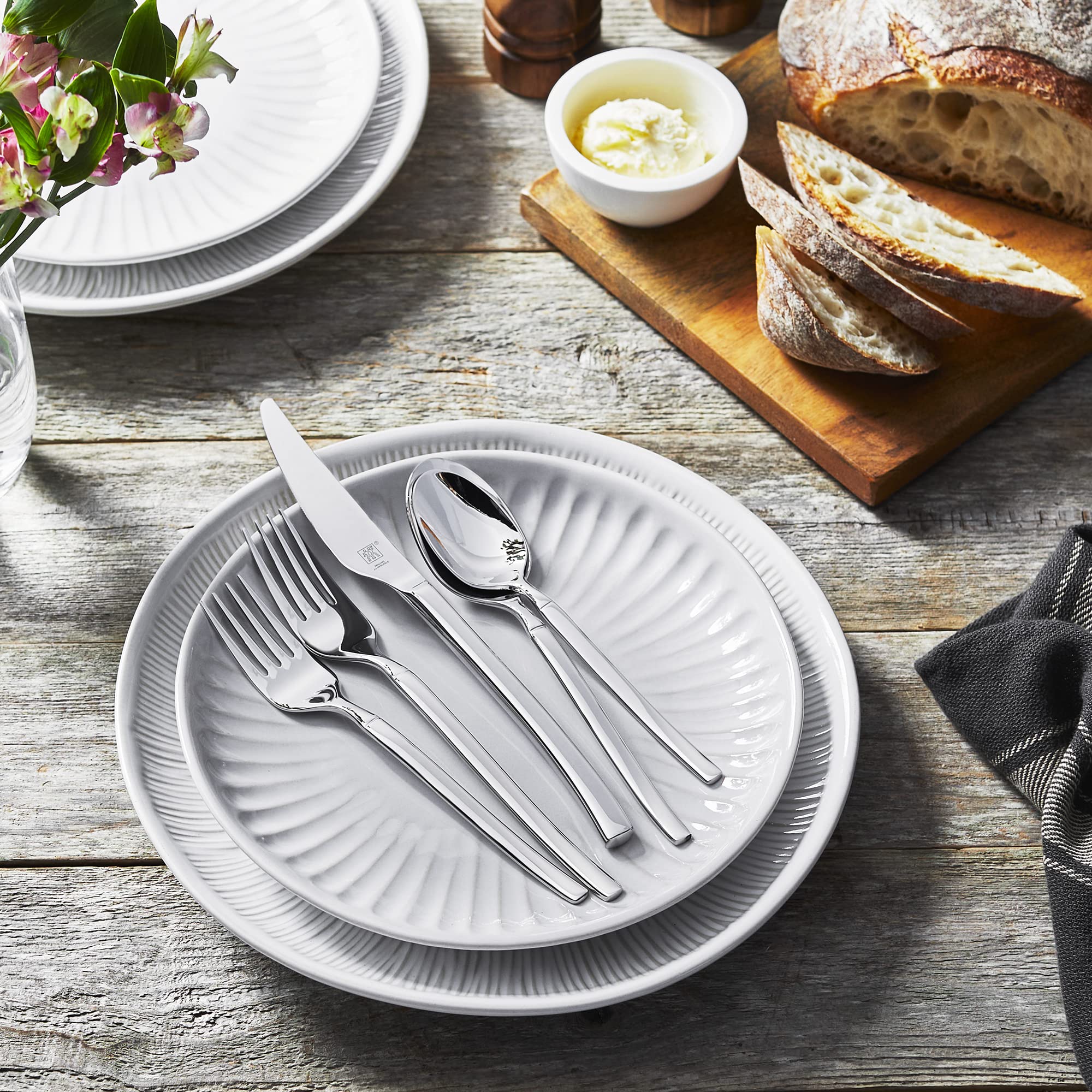 ZWILLING Premier Series Opus 45-Piece Stainless Steel Flatware Set - 300-Year Crafted Special Formula Steel, Dishwasher Safe, Service for 8 - Perfect for Fine Dining, Wedding Gifts & Upscale Entertaining