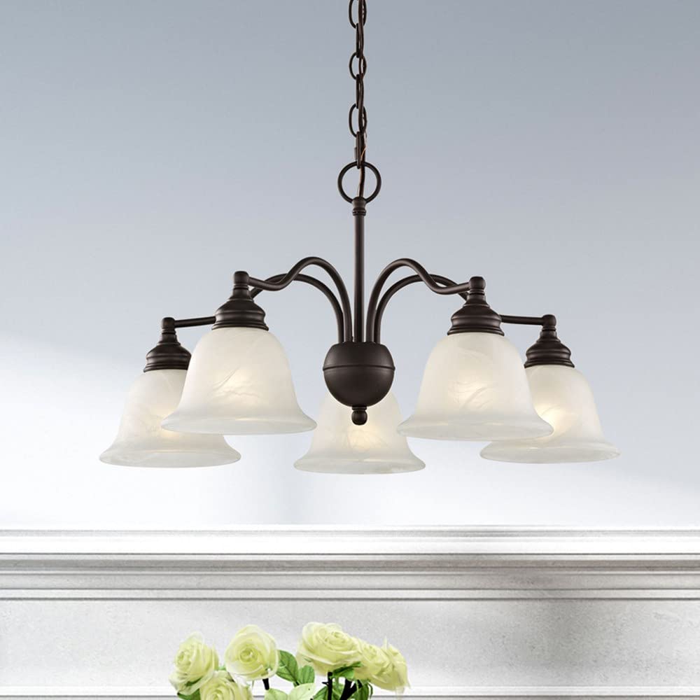 Livex Lighting 1346-91 Essex 5-Light Convertible Chandelier/Ceiling Fixture in Brushed Nickel - Perfect for Dining Room, Bedroom or Entryway Lighting