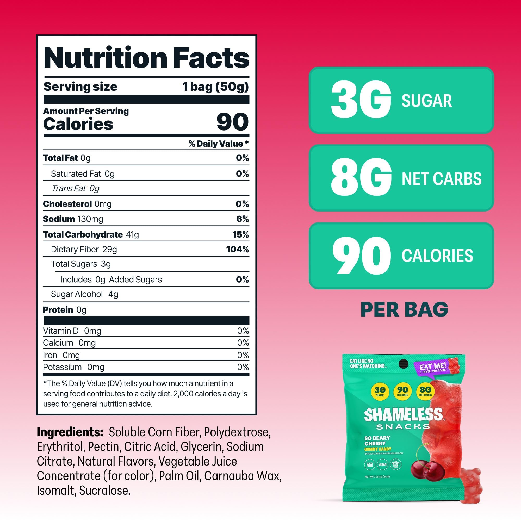 Healthy Low Calorie Keto Snacks - Sugar Free Gluten Free Gummy Candy (6 Pack So Beary Cherry) | Perfect for Weight Loss, Keto Diet & On-the-Go Snacking