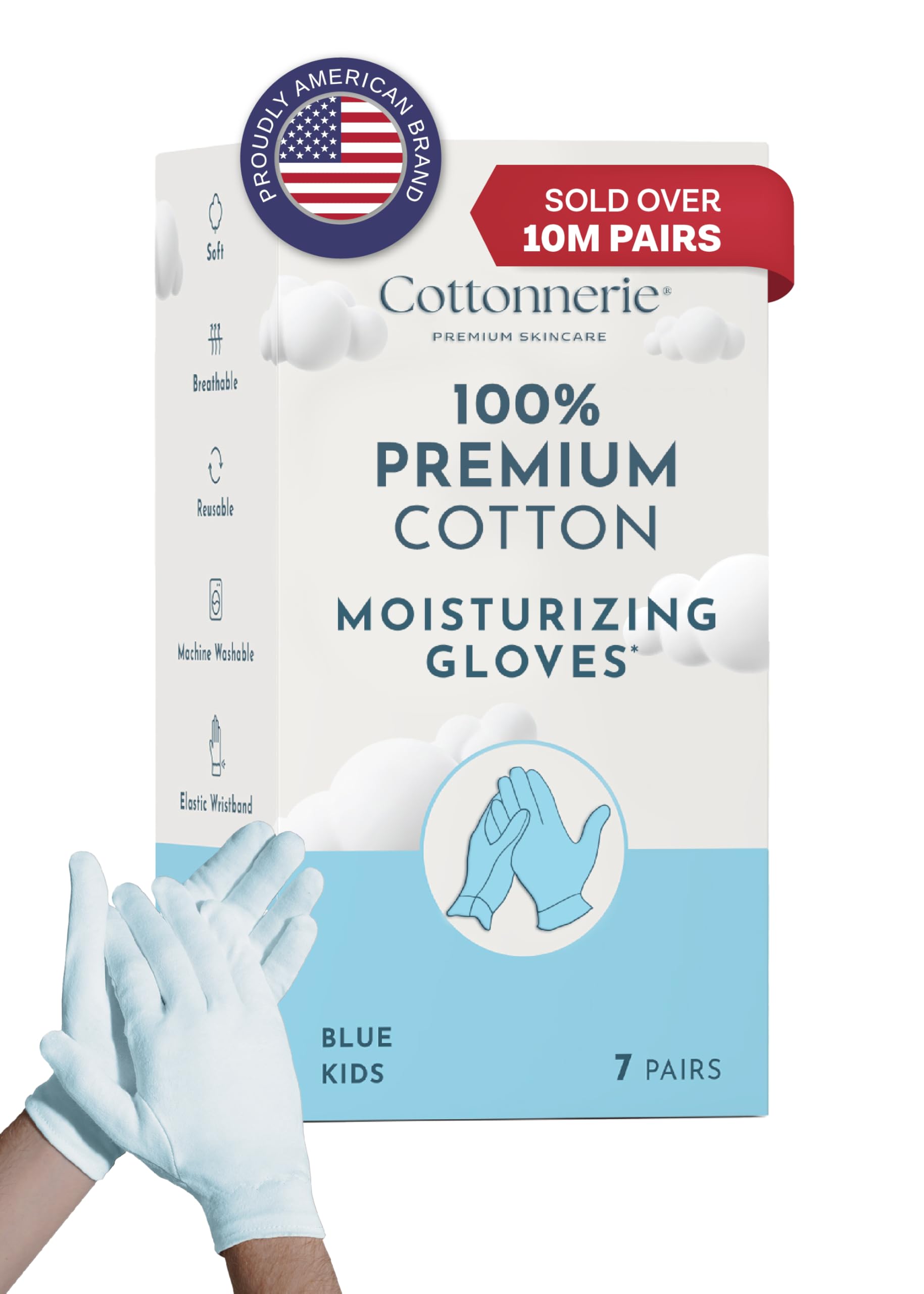 Gaxcoo 7 Pairs Kids Moisturizing Gloves for Dry Hands & Eczema Relief | 100% Premium Cotton Overnight Lotion Treatment for Children (2-5 Years) | Reusable Hand Care for Boys & Girls with Free Washing Bag | Perfect for Nighttime Skincare & Dermatitis Protection
