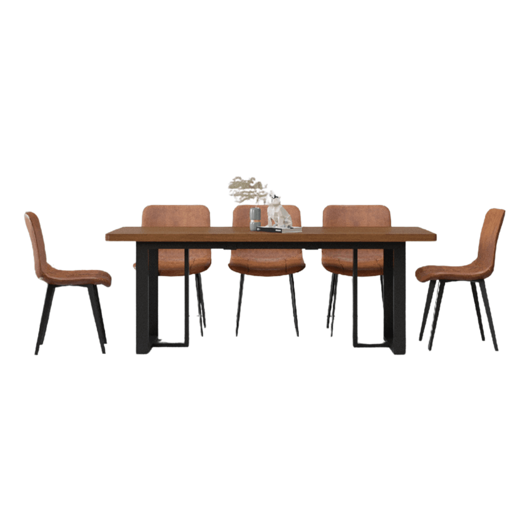Premium Fenrir Solid Wood Dining Table Set (1 Table + 8 Chairs) - Rustic Farmhouse Style for Kitchen, Dining Room & Outdoor Entertaining