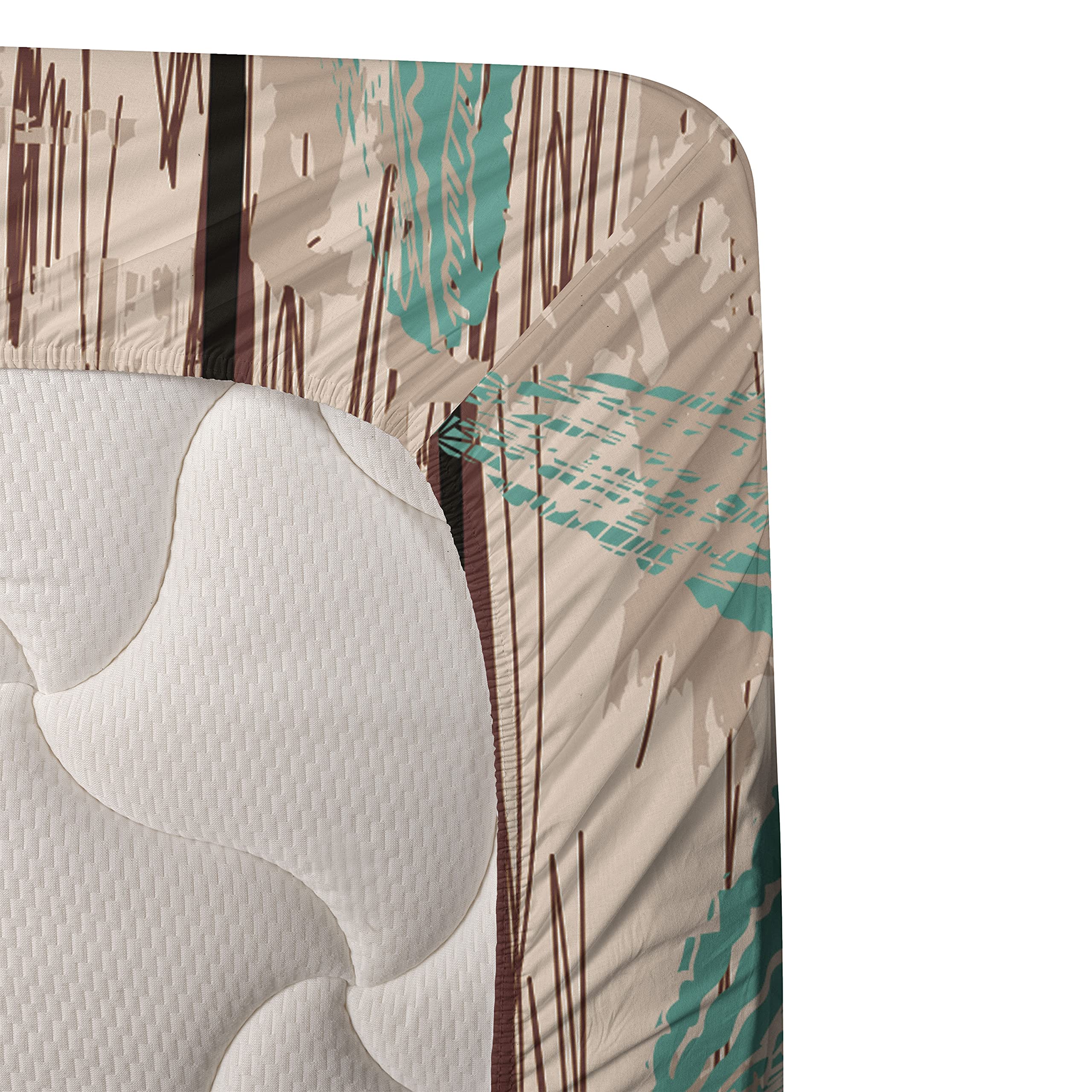 Ambesonne Nautical King Sheet Set - Marine Themed Bedding with Ship Wheel, Anchor, Shells & Starfish - 4 Piece Set Includes Fitted Sheet, Flat Sheet & 2 Pillowcases - Turquoise & Brown - Perfect for Beach House, Coastal Decor or Nautical Theme Bedroom