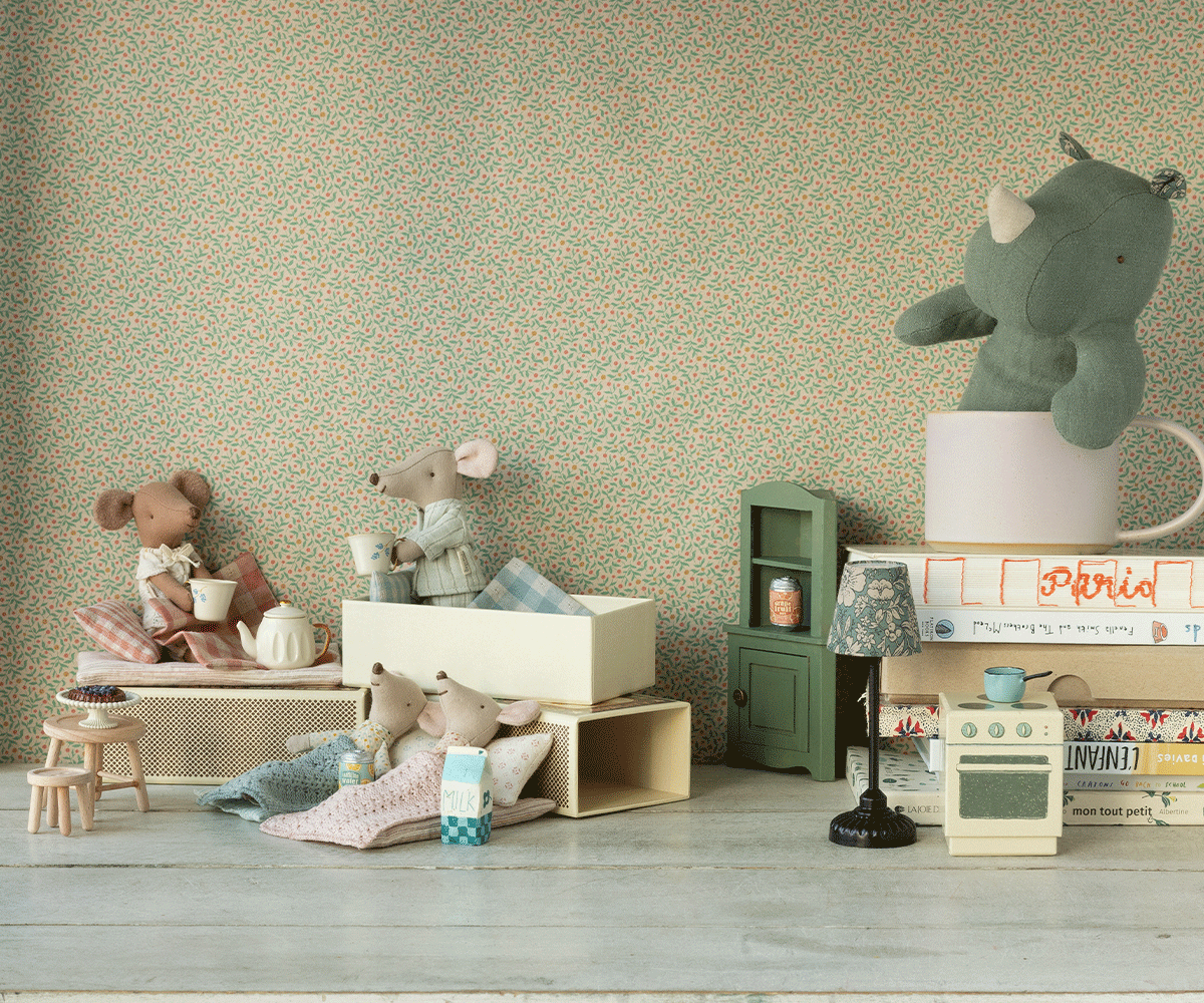 Light Green Corner Cabinet Mouse Furniture by Maileg - Stylish Storage Solution for Kids' Rooms & Play Areas