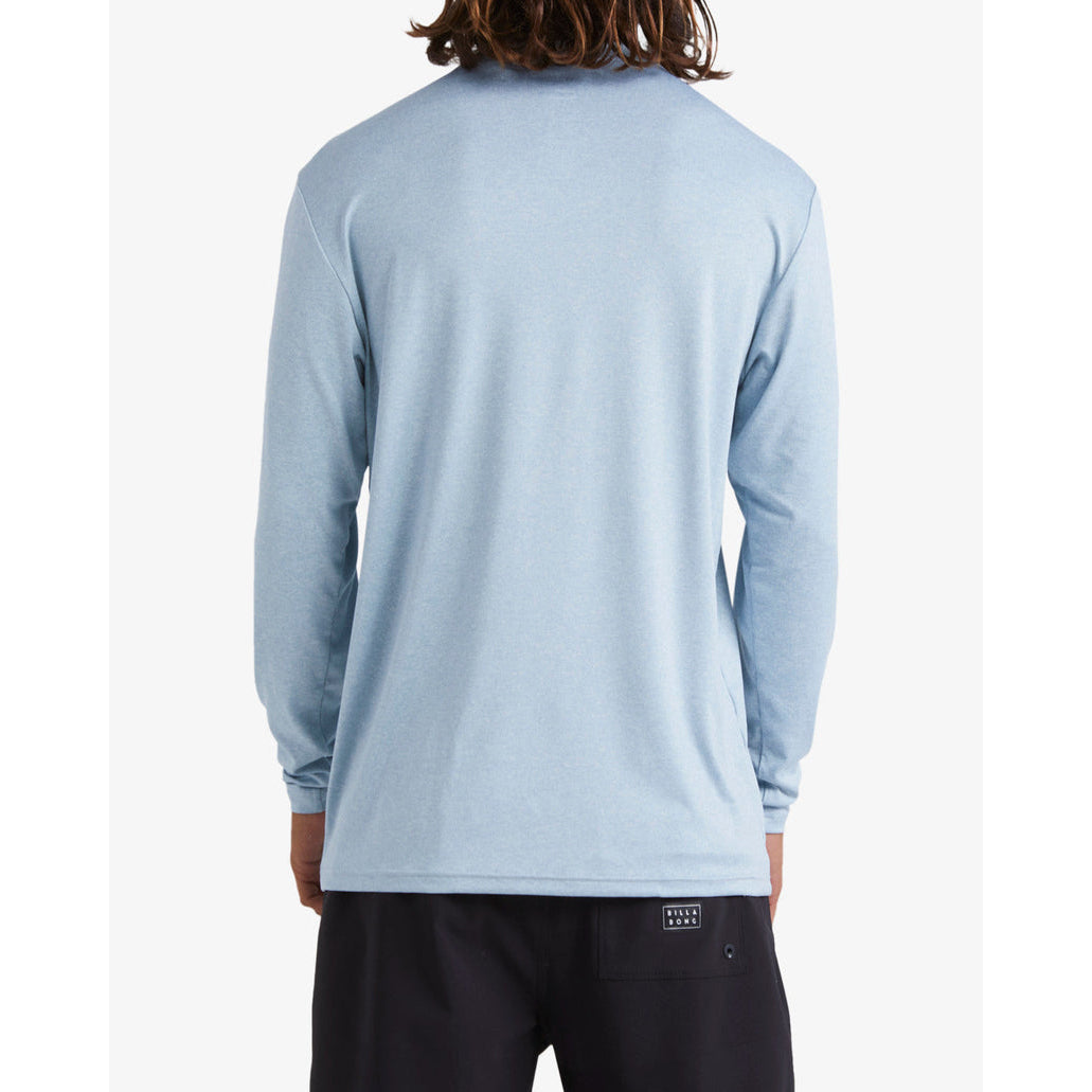 Billabong Unity Loose Fit Long Sleeve Men's Rash Guard Surf Shirt - UPF 50+ Sun Protection, Quick Dry Swim Shirt for Surfing, Swimming & Beach Activities (Smoke Blue Heather)