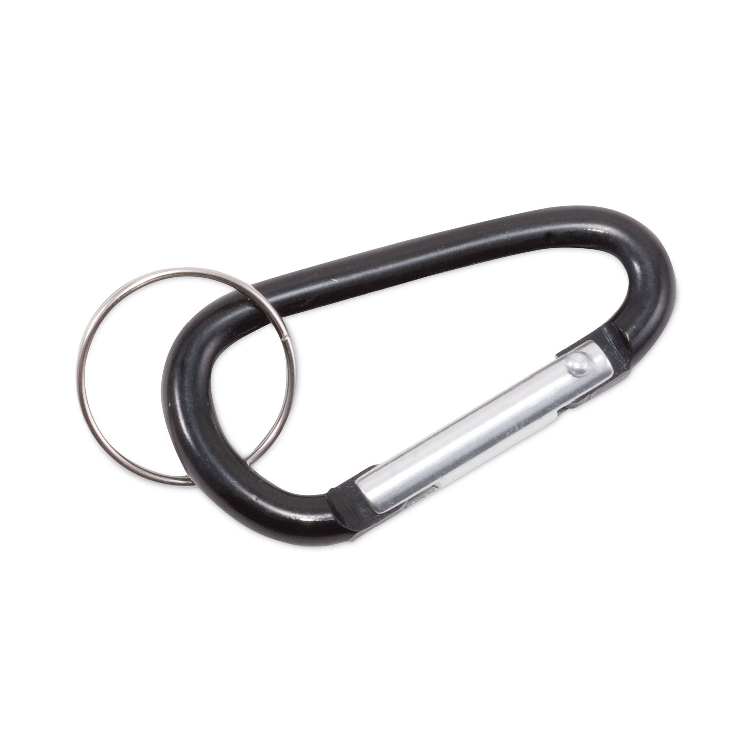 Advantus 10-Pack Black Aluminum Carabiner Key Chains with 10 Silver Key Rings - Secure & Durable for Keys, ID Badges, Backpacks, Hiking Gear & Outdoor Adventures