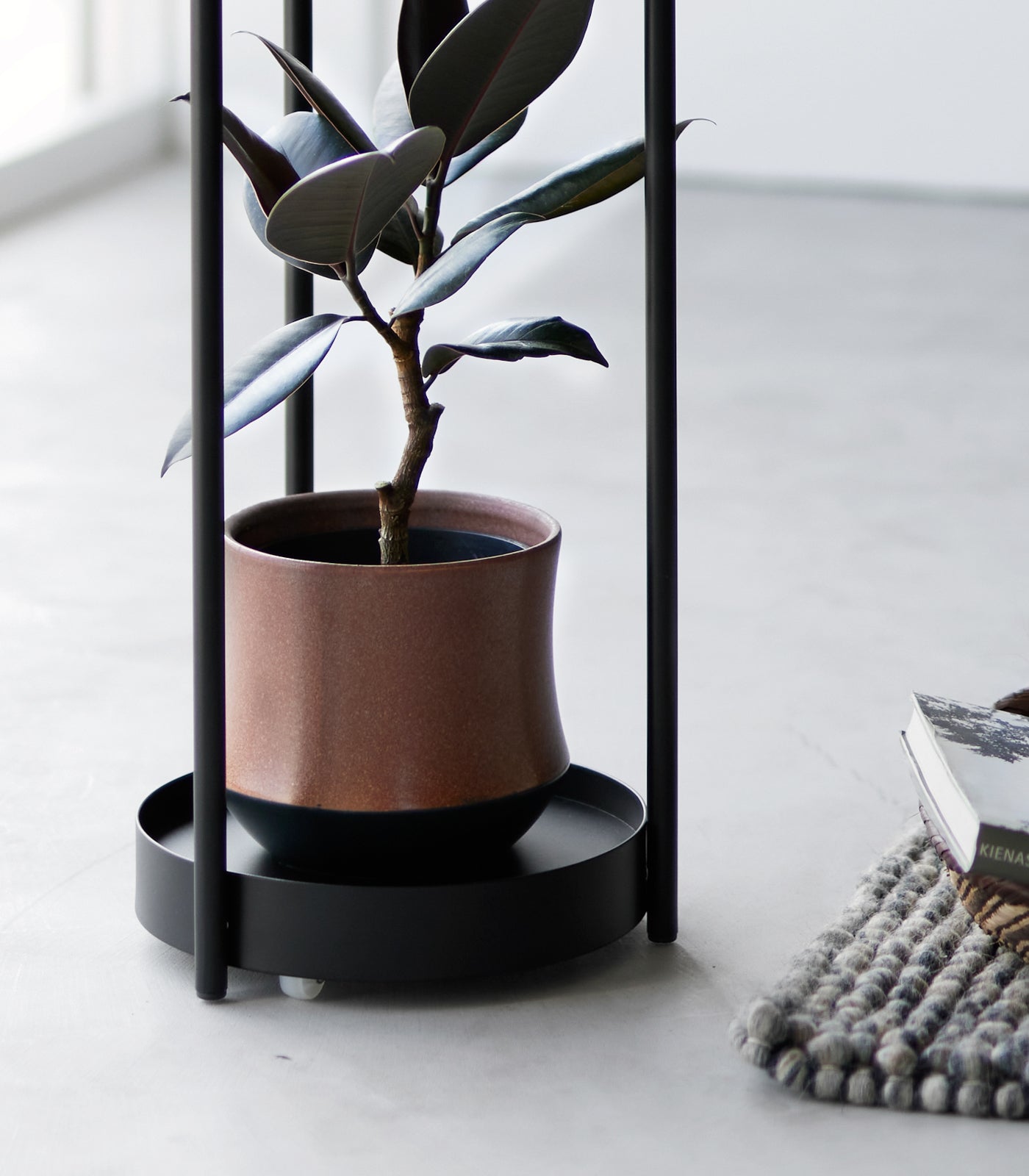 2-Tier Rolling Plant Stand - 28 Inch Height - Sturdy Steel Frame - Perfect for Indoor/Outdoor Garden Decor, Balcony, Patio, or Living Room Plant Display