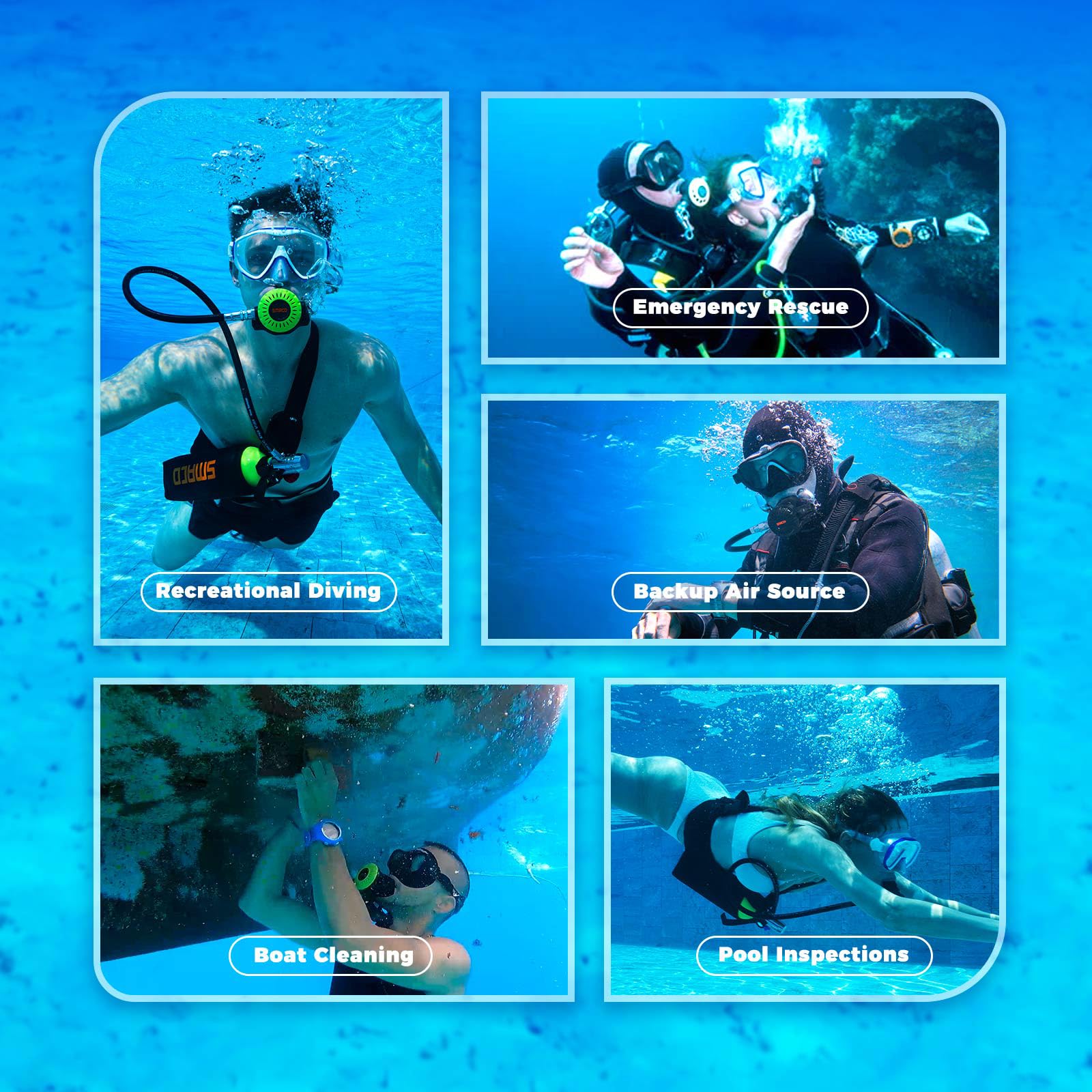 SMACO 1L Mini Scuba Tank - Portable Diving Oxygen Cylinder with 20 Minutes Dive Time | Compact Scuba Gear for Underwater Exploration, Emergency Rescue & Recreational Diving | Ideal for Snorkelers, Divers & Water Sports Enthusiasts