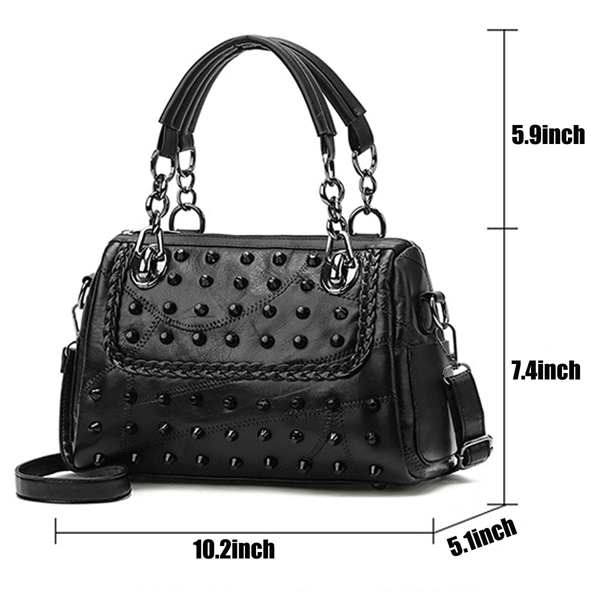 Stylish Women's Crossbody Bags & Shoulder Purses - PU Leather Satchels with Rivet Details, Retro Top-Handle Totes - Perfect for Work, Travel & Everyday Use