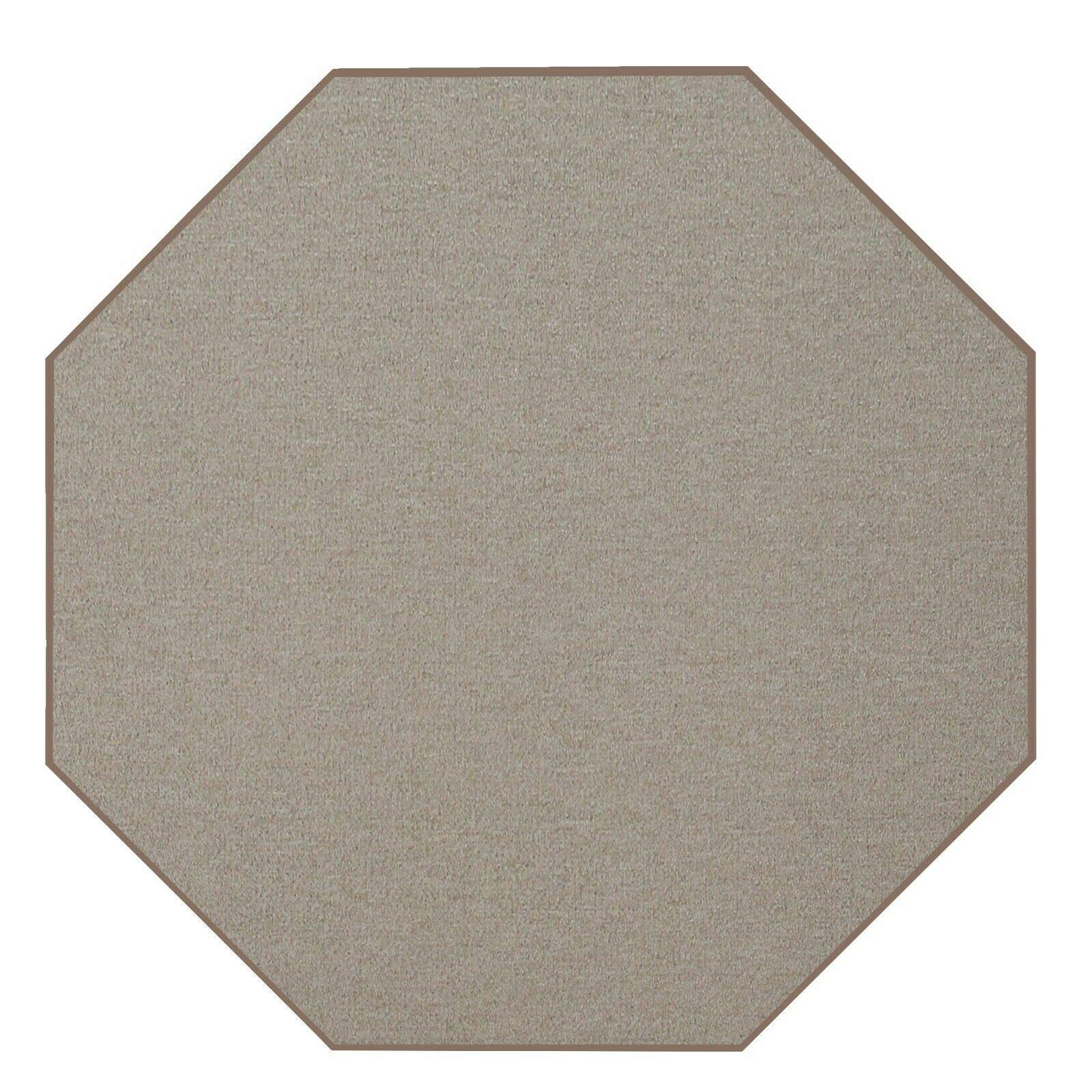 Modern Indoor/Outdoor Commercial Solid Color Beige Octagon Rug - 6' Pet & Kid Friendly Area Rug Made in USA | Perfect for Living Room, Wedding Events, Nursery & High-Traffic Spaces