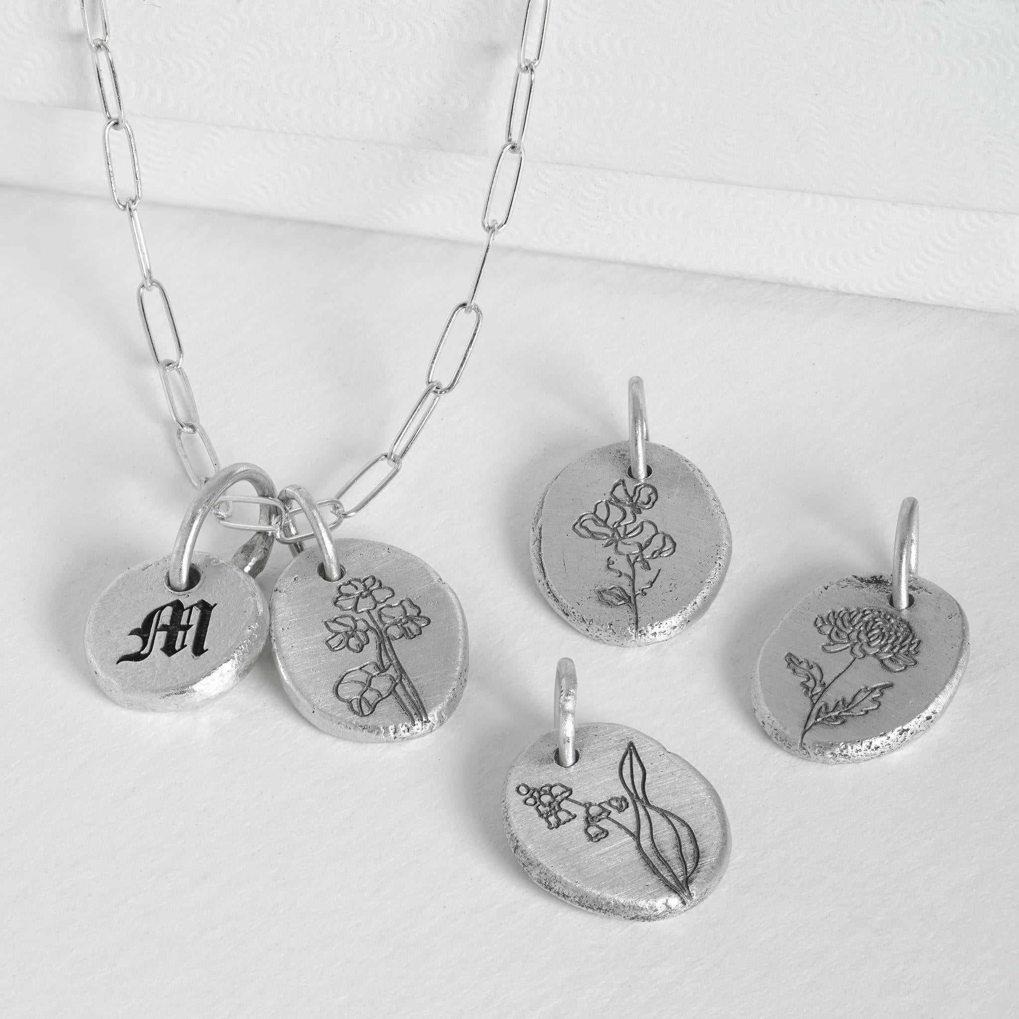 Birth Month Flower Charms - Sterling Silver Zodiac Necklace Pendant for Women - Perfect Birthday Gift & Personalized Jewelry for Mother's Day, Valentine's Day or Anniversary