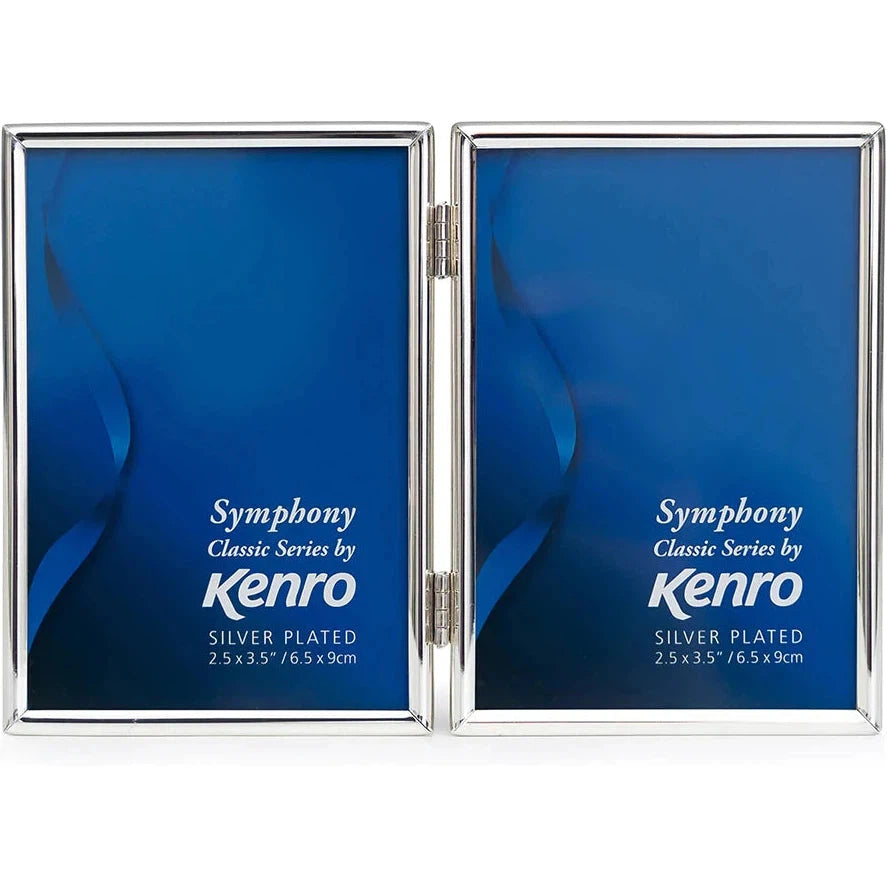 Kenro Symphony Classic Frame DOUBLE 2.5x3.5 Silver - Elegant Photo Frame for Home & Office Decor, Perfect for Displaying 2.5x3.5 Inch Photos, Wedding Pictures, and Family Portraits