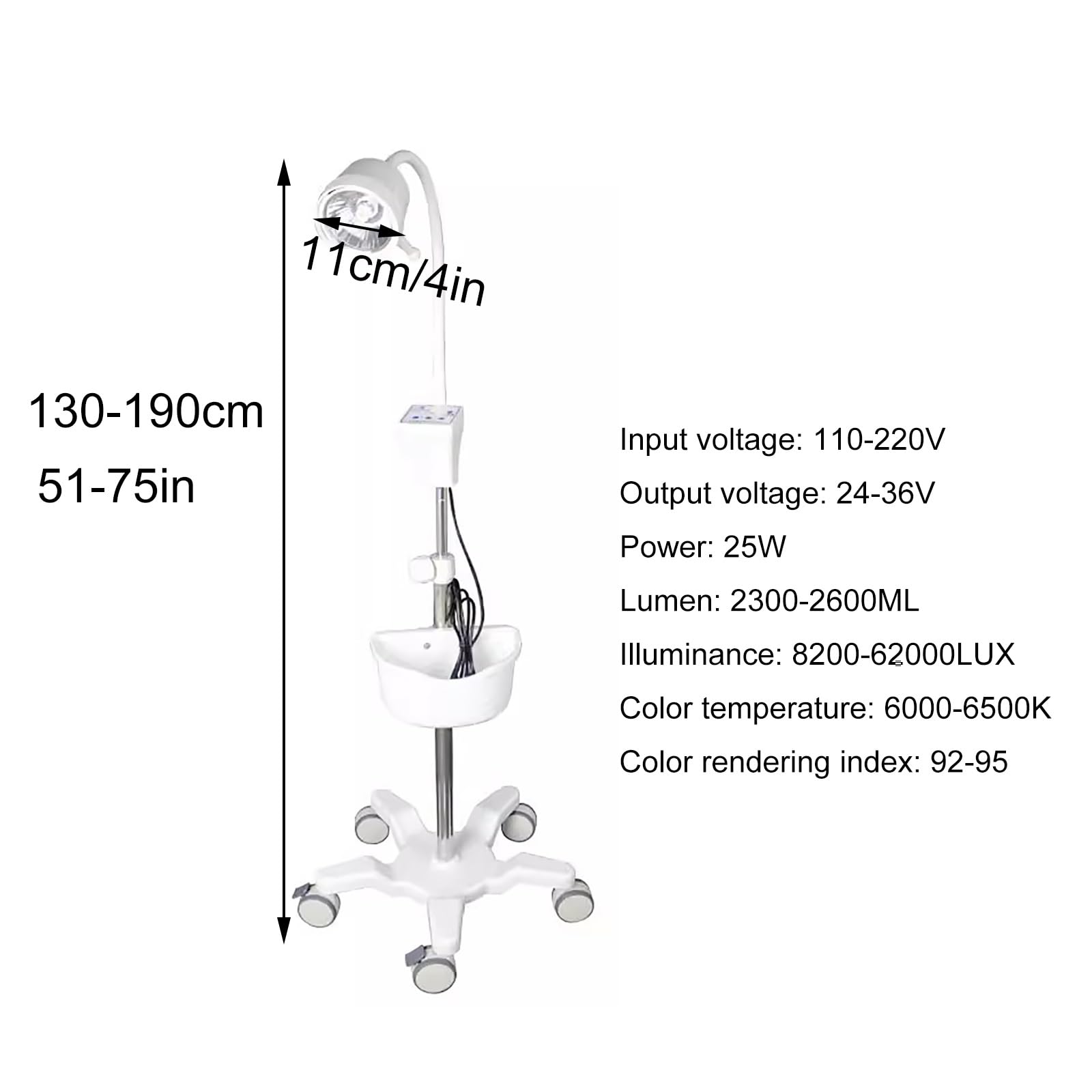 LED Surgical Examination Light - 360° Rotating Gooseneck Medical Lamp for Dental, Gynecological & Oral Procedures with Sturdy Base & 5 Silent Wheels - Perfect for Hospitals, Clinics & Emergency Rooms