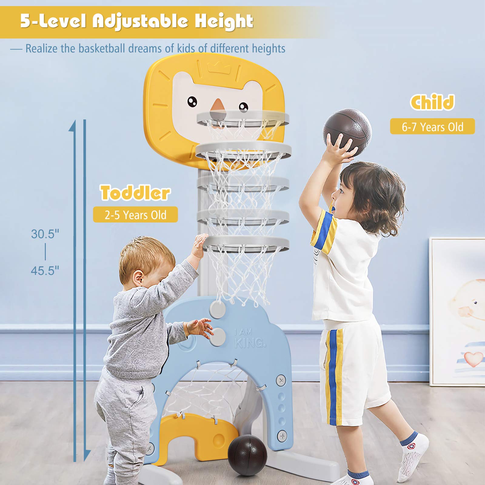 Costzon Adjustable Kids Basketball Hoop Set - Indoor/Outdoor Sports Toy for Toddlers (Best Gift)