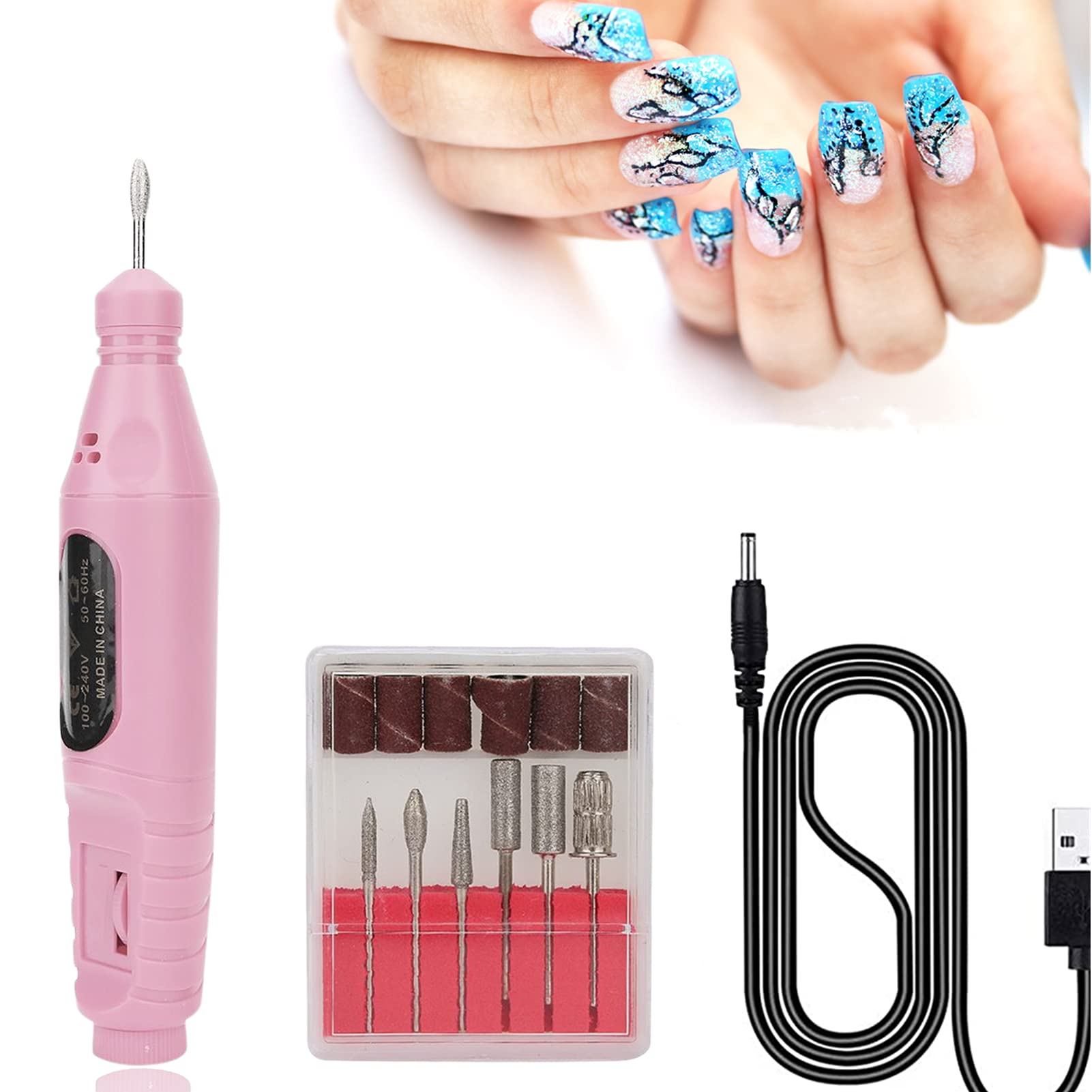 Professional Electric Nail Drill Kit - USB Portable Pedicure & Manicure Set for Exfoliating, Grinding, Polishing & Nail Gel Removal | Perfect for Home Nail Care & Salon Professionals