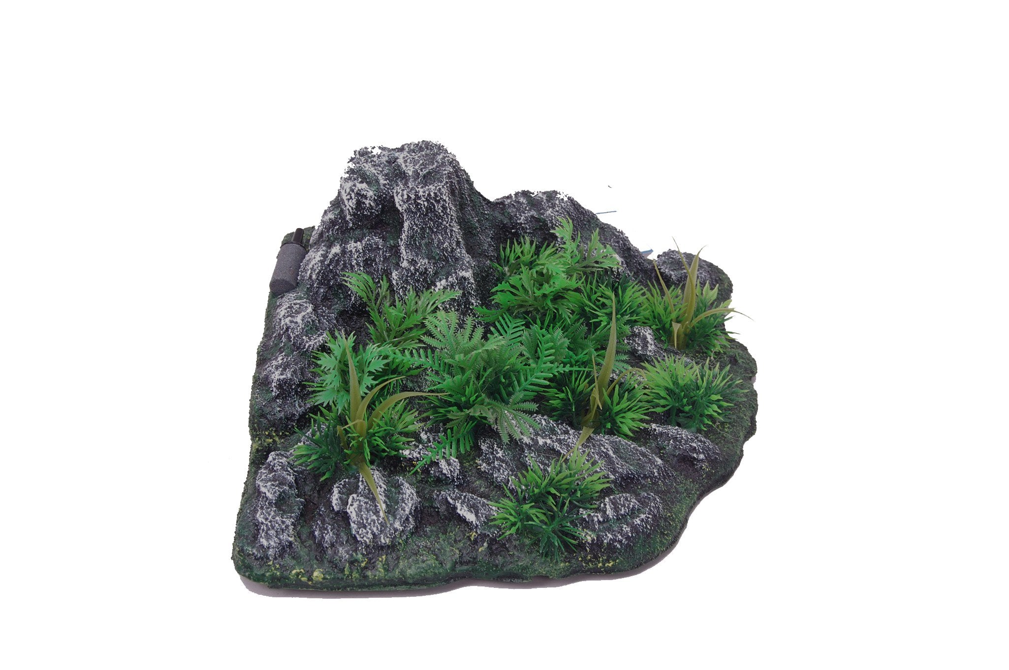 Aquatopia Natural Aquarium Rock Decor with Green & Yellow Artificial Plants - Perfect for Fish Tanks, Terrariums & Aquatic Habitats