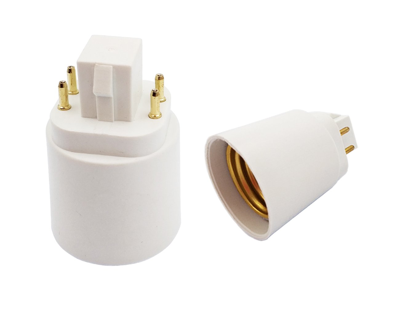 2-Pack E-Simpo Gx24q to E26/E27 LED Bulb Adapter - CFL to Medium Screw Base Socket Converter for Easy Retrofit (Requires Rewiring/Bypass Ballast) - Perfect for Home, Office & Workshop Lighting Upgrades