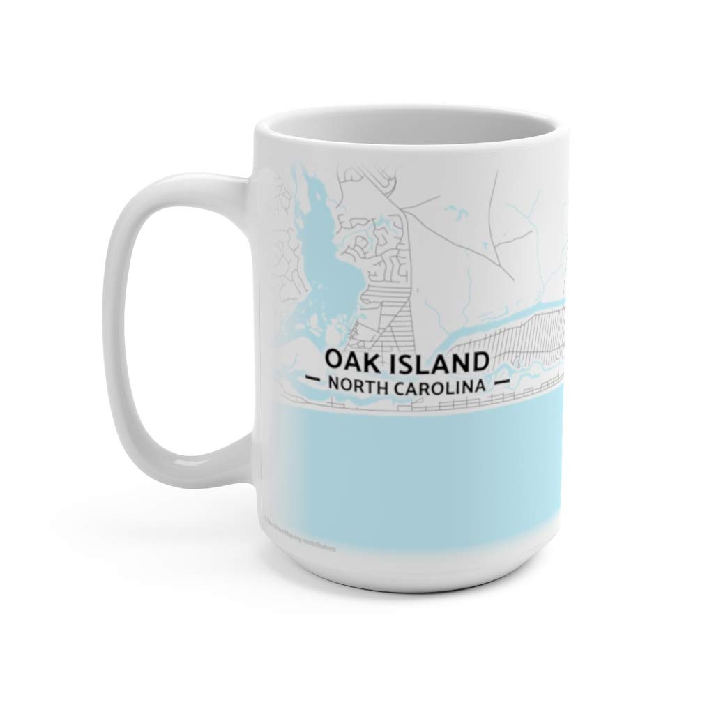 Oak Island, North Carolina NC 15oz Ceramic Map Mug - Perfect for Coffee, Tea & Souvenir Collectors