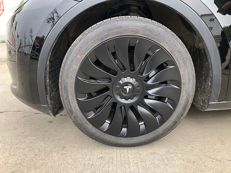 4PCS Tesla Model Y Wheel Caps - Überturbine Style 19-Inch Gemini Wheel Covers in Matte Black | Perfect for Model Y 2020-2023 | Enhance Style & Protect Wheels from Scratches