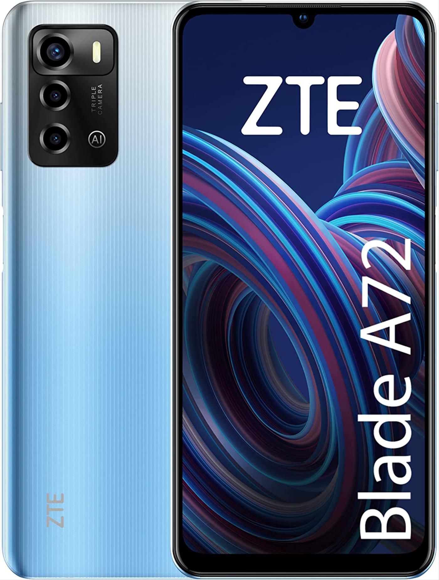 ZTE BLADE A72 3GB RAM 64GB ROM Dual SIM 4G LTE Smartphone - Skyline Blue | Unlocked for All Carriers | Perfect for Travel, Work & Everyday Use