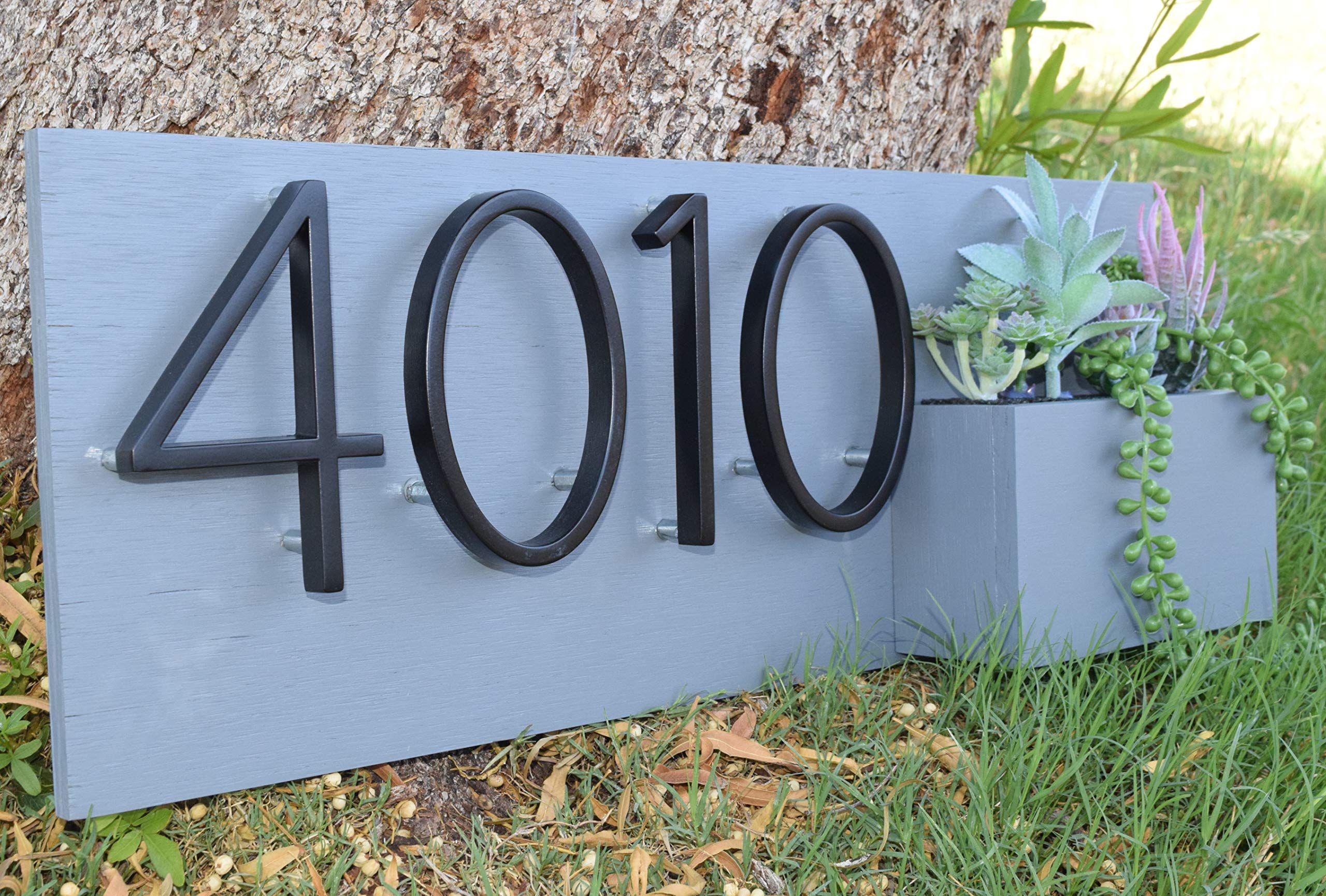 Vertical Address Sign with Planter Box - Modern House Number Display for Mail Delivery & Curb Appeal | Outdoor Home Decor for Front Yard, Porch & Garden
