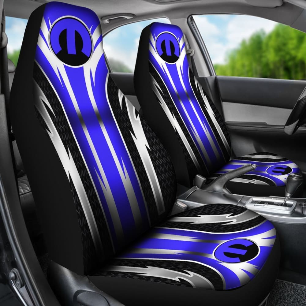 2 Front Mopar Seat Covers Blue 144627 - Premium Car Seat Protectors for Jeep, Dodge & Chrysler - Perfect for Off-Roading, Daily Commuting & Road Trips