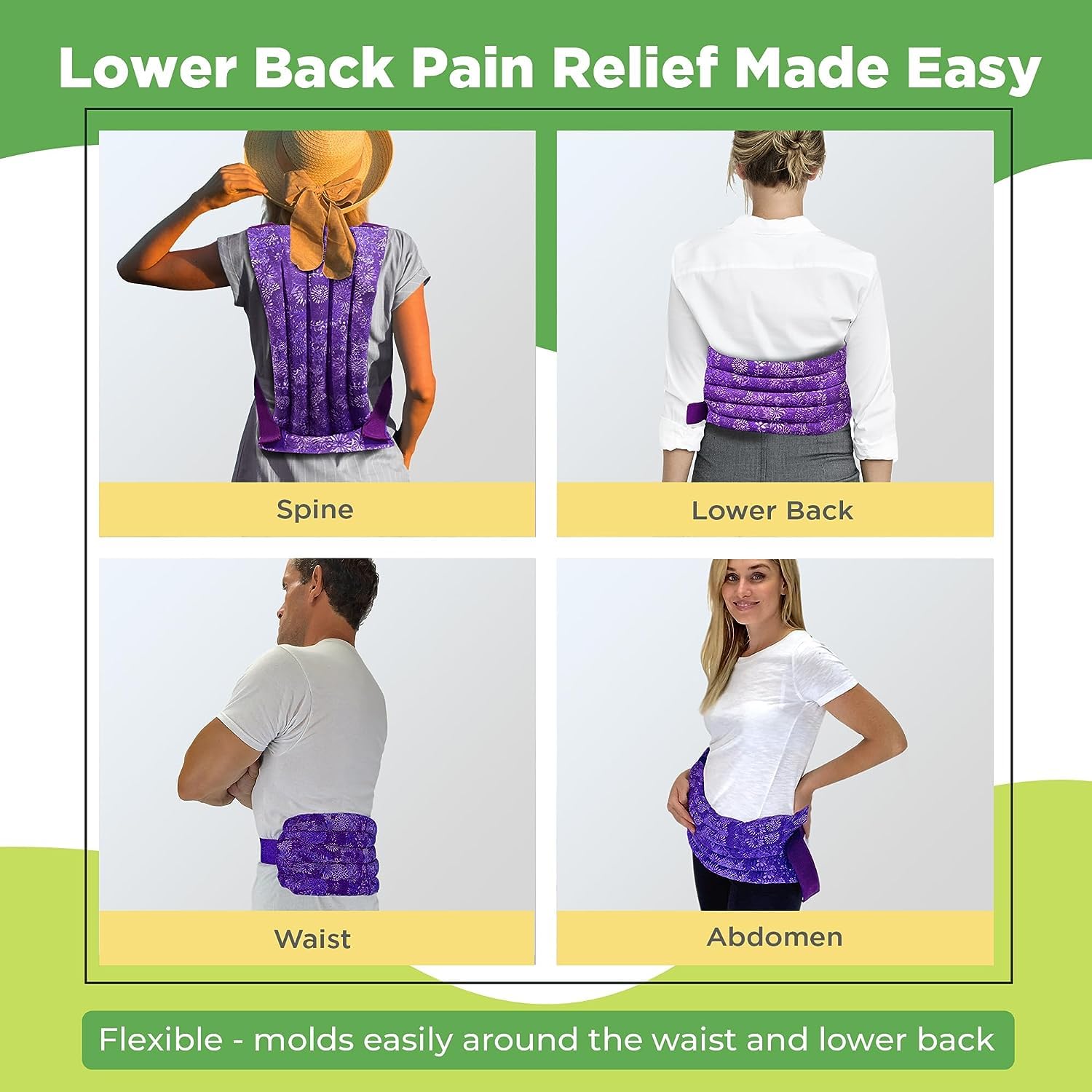 Nature Creation Reusable Microwave Heat Pad - Soothing Hot Pack for Back Pain, Sore Muscles & Spine Relief - Microwavable Heating Pad with Purple Flowers (1 Pack) - Perfect for Home, Office & Travel Use