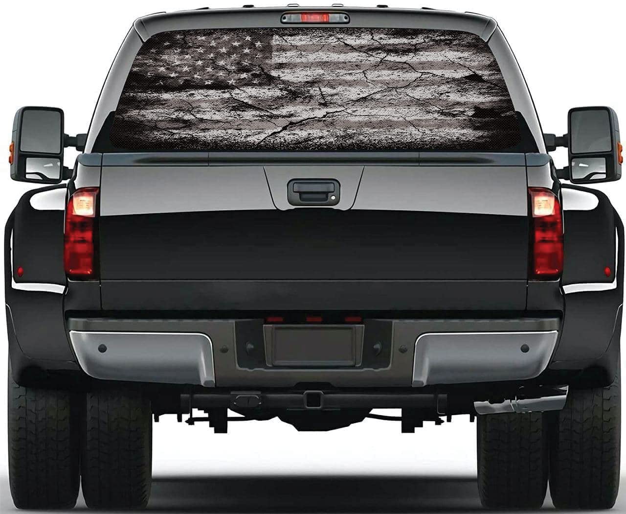 Car Rear Window Decals - Broken Black & White Flag Sticker for Trucks & SUVs | Bumper Stickers & Back Window Graphics | Patriotic 4th of July Car Decorations | Perfect for Independence Day, Car Shows & Tailgating Events