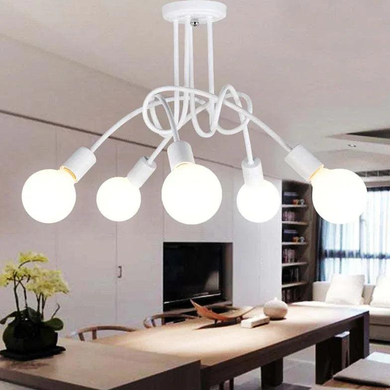 Elegant White Multi-Bulb Entwined Ceiling Light Fixture - Perfect for Living Room, Bedroom, and Dining Room Lighting Decor
