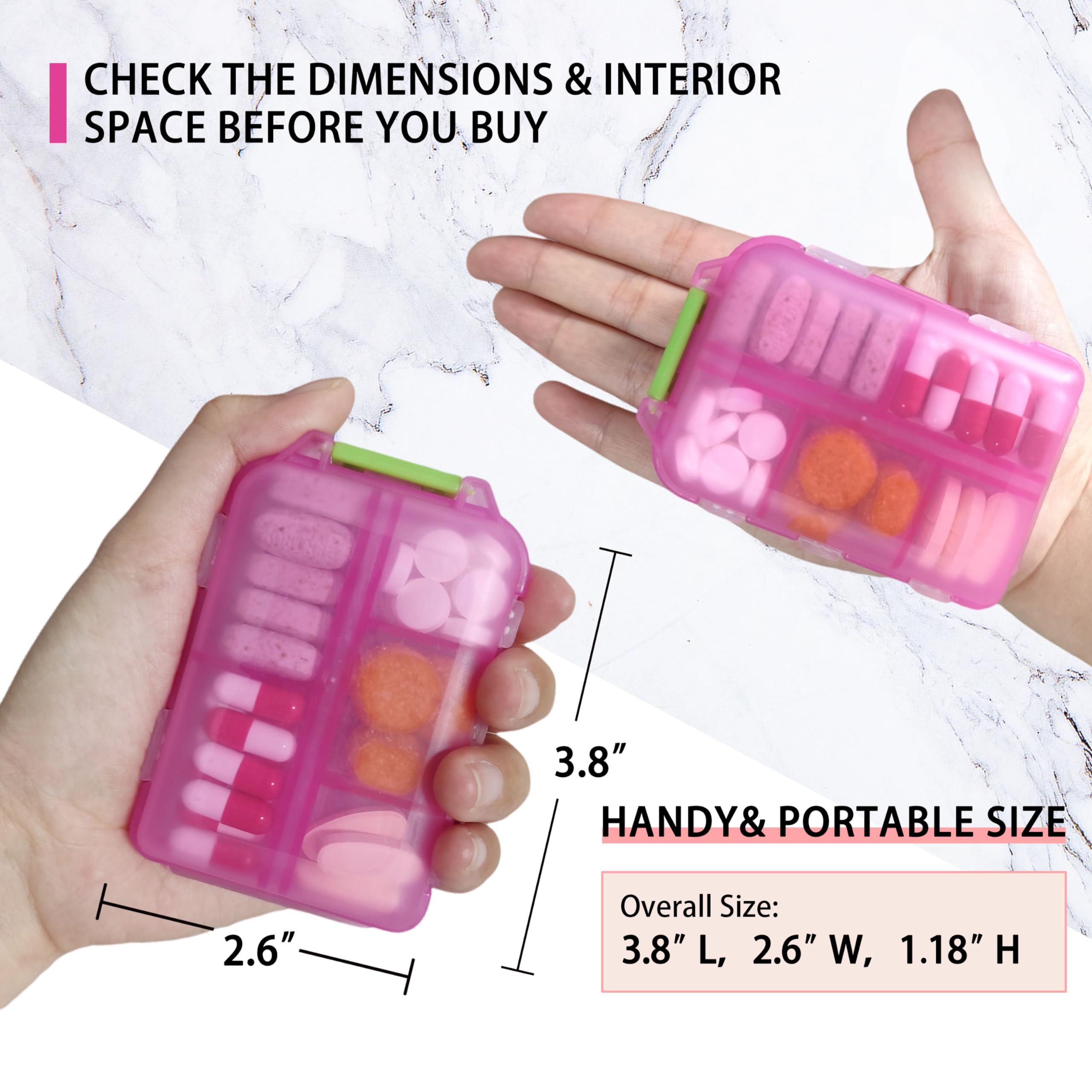 7-Day Pill Organizer with 146 Labels - Travel & Daily Medication Storage Case (Pink) | Portable Pill Box for Vitamins, Supplements & Prescriptions | Perfect for Home, Office & Travel Use