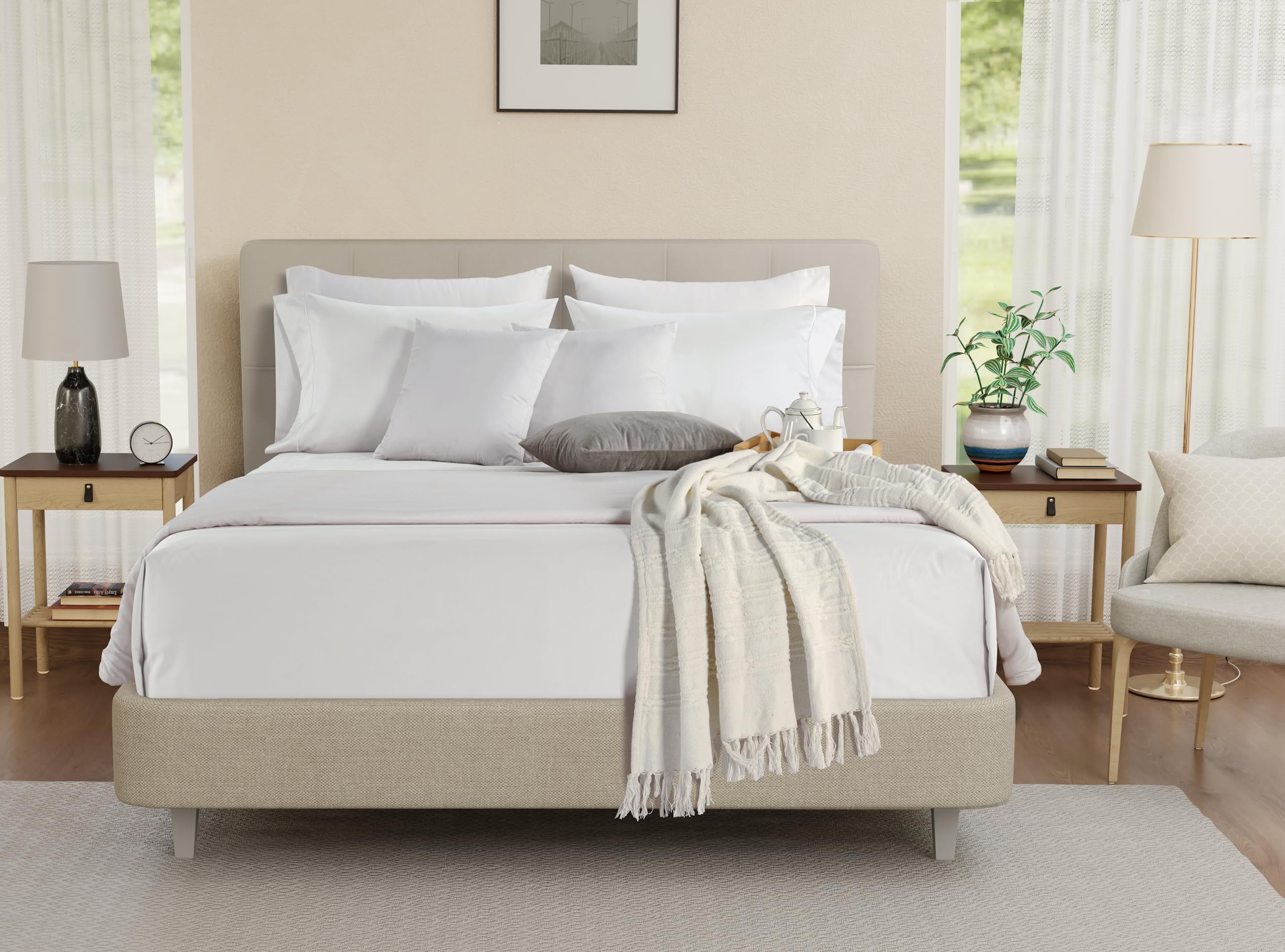 Premium 800 Thread Count Egyptian Cotton King Size Sheet Set - Luxury Sateen Weave Bedding with Pillowcases | Hotel Quality White Sheets for King Beds | Perfect for Master Bedrooms, Guest Rooms & Upscale Hotels
