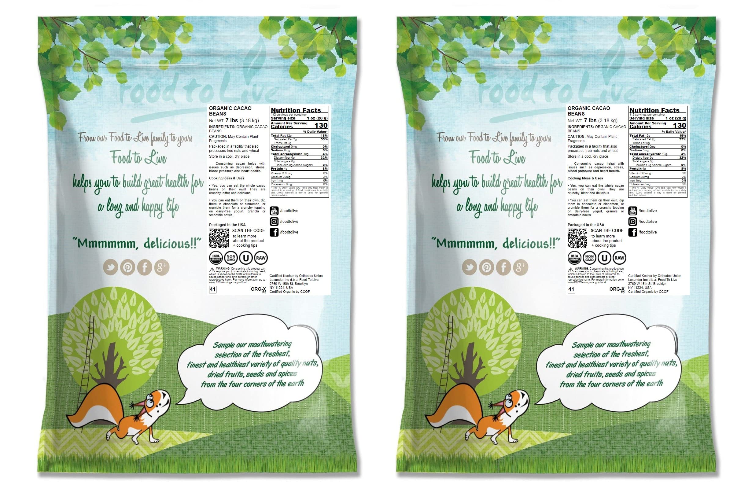 Organic Cacao Beans 14 lbs - Non-GMO, Keto, Vegan, Bulk Dry Cacao Nibs | High in Fiber, Copper, Manganese, Magnesium, Zinc & Polyphenols | Perfect for Chocolate Making, Baking, Smoothies & Sirtfood Diet | Premium Raw Cocoa Beans for Healthy Snacks & Desserts