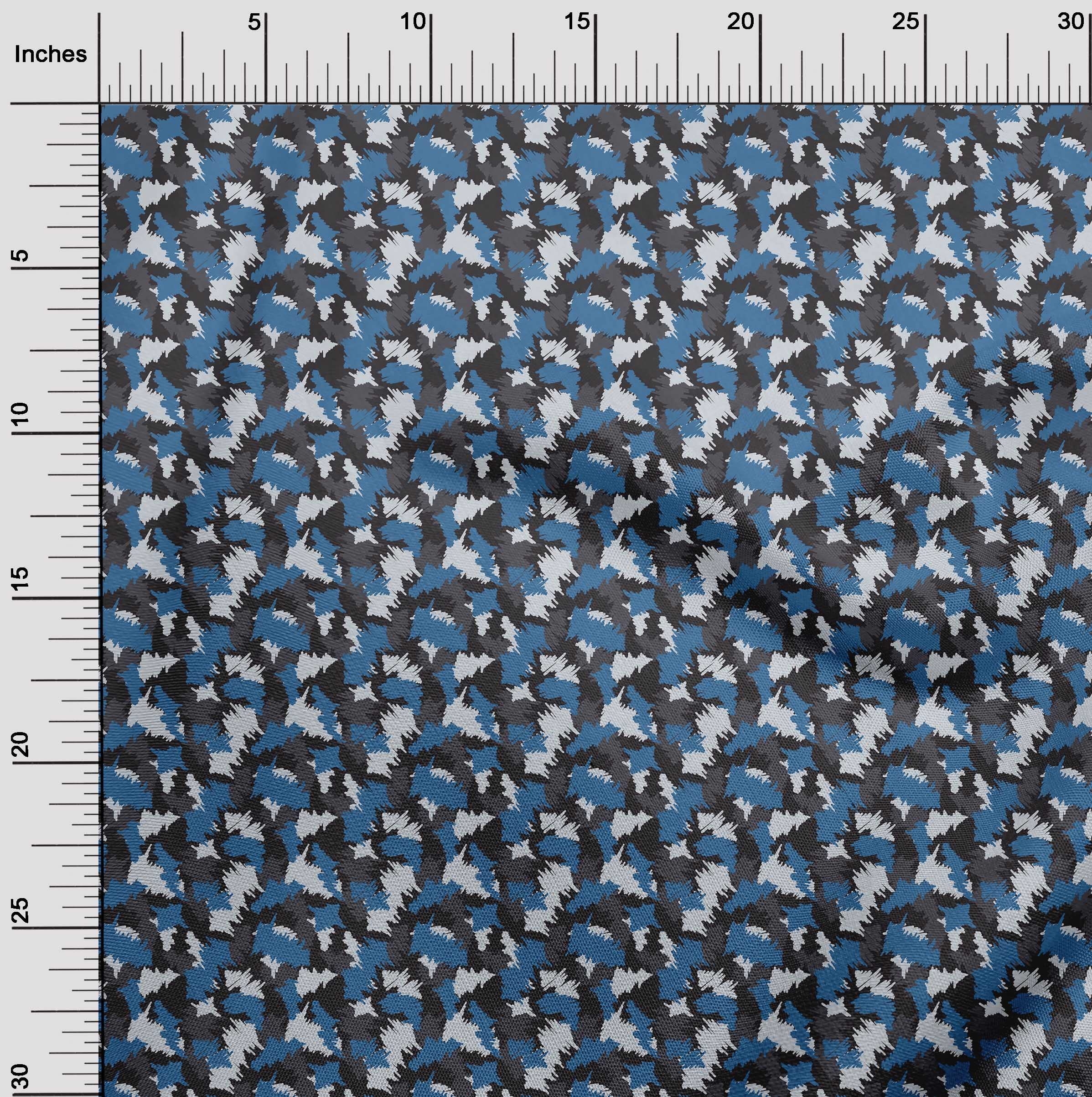 oneOone Polyester Lycra Medium Blue Camouflage Print Fabric - 56 Inch Wide DIY Clothing & Quilting Material for Costumes, Home Decor, and Craft Projects