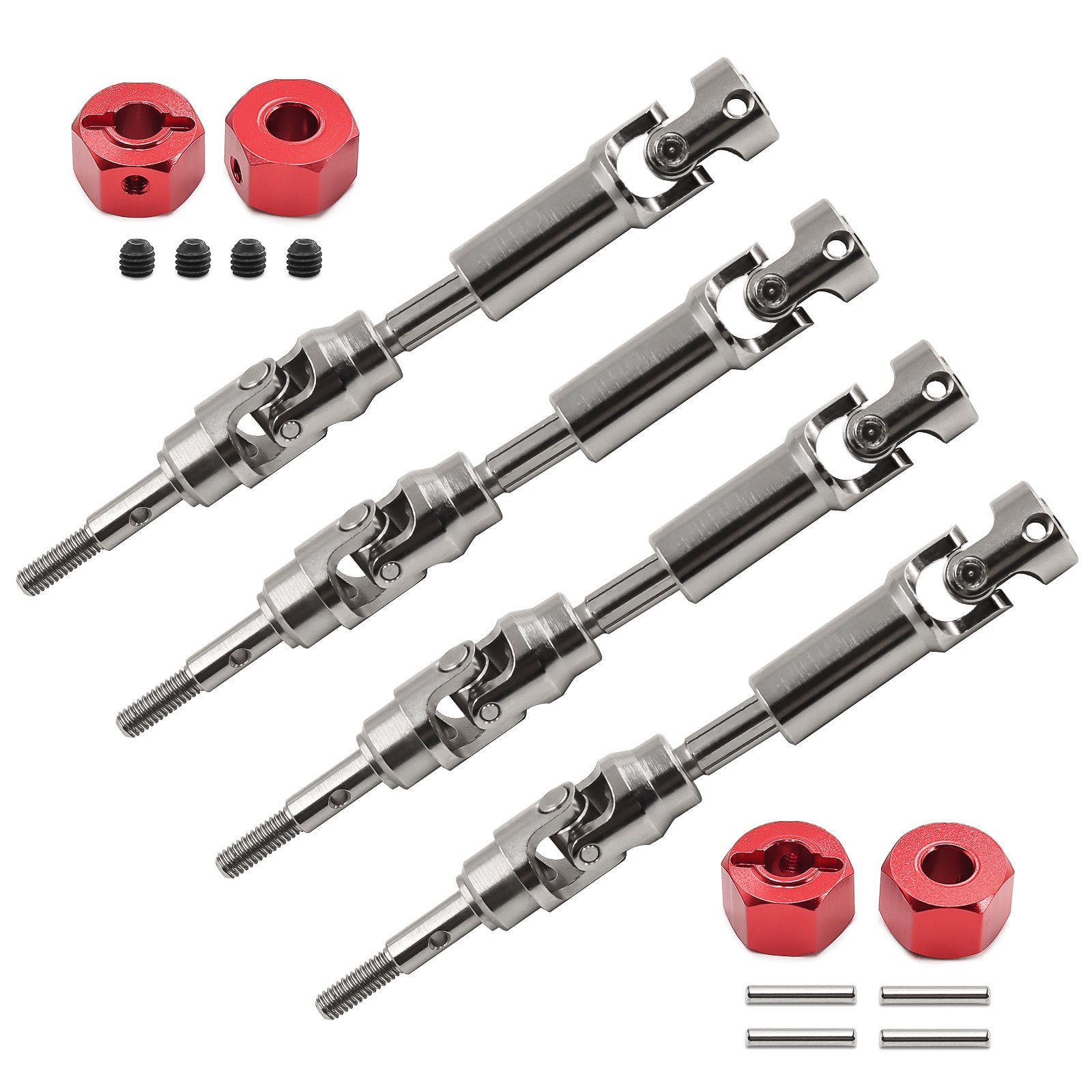 Traxxas Mini Maxx Steel CVD Drive Shafts with Coupler W245 (Front & Rear) - High-Performance RC Car Upgrade Parts for Off-Road Racing and Bashing