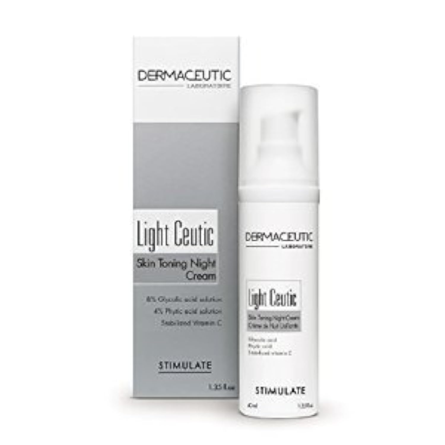 Dermaceutic Light Ceutic Skin Toning Night Cream - 40ml / 1.35 fl oz - Brightening & Anti-Aging Face Moisturizer for Dark Spots & Uneven Skin Tone - Perfect for Nighttime Skincare Routine