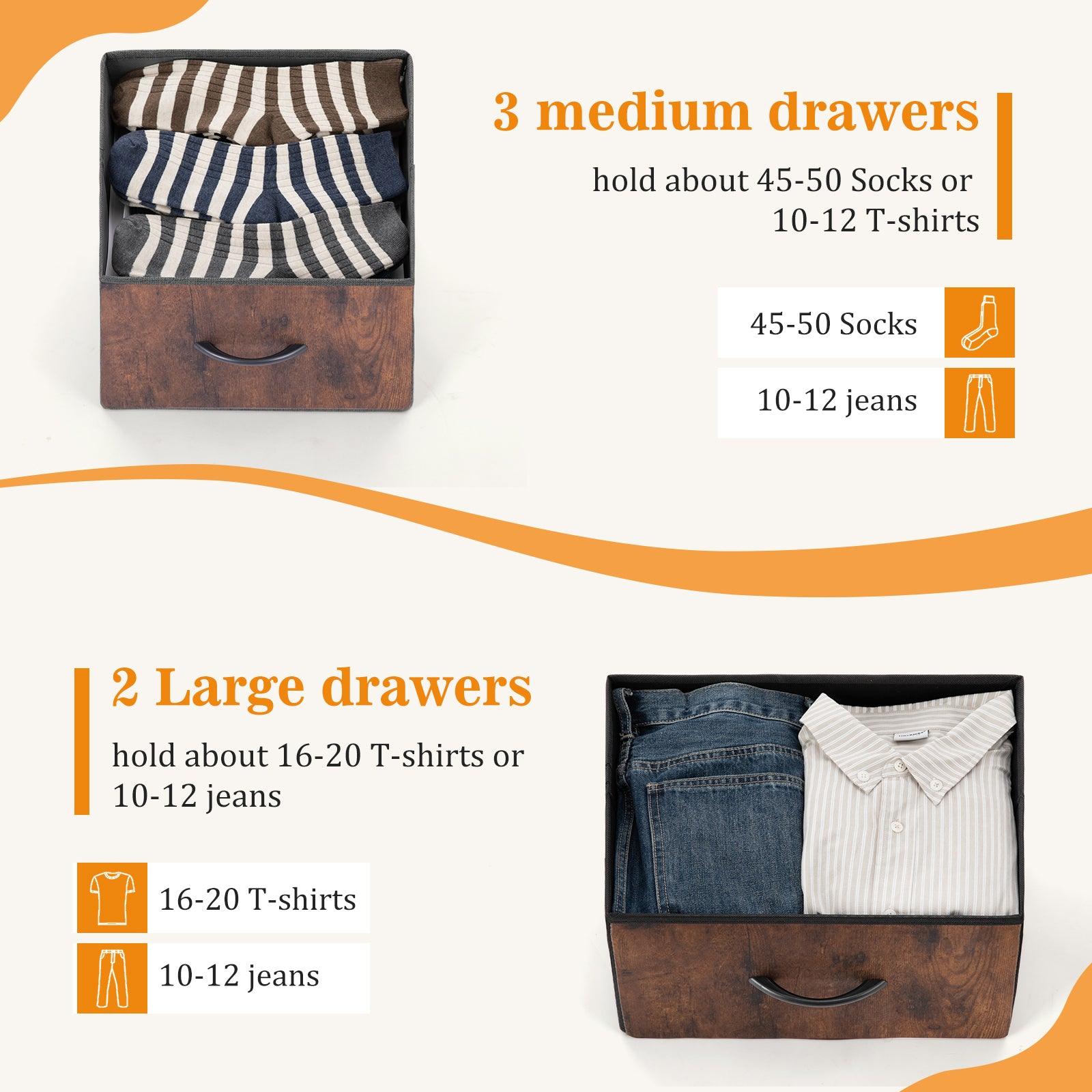 5-Drawer Fabric Storage Dresser for Bedroom - Organizer Tower with Fabric Bins | Perfect for Clothes, Toys & Home Organization