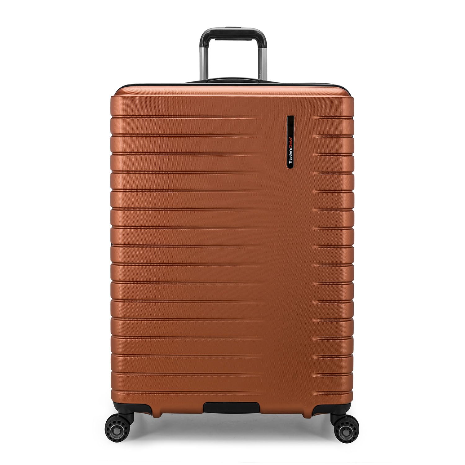 Traveler's Choice Archer Polycarbonate Hardside Spinner Luggage Set with Tie Down Straps - 29-Inch Checked Orange Suitcase for Air Travel & Vacation Packing
