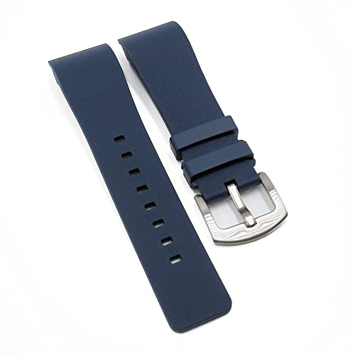20mm & 23mm Navy Blue Genuine Rubber Watch Band Replacement for Cartier Santos - Durable, Waterproof & Comfortable Wrist Strap for Men & Women | Perfect for Swimming, Diving & Everyday Wear