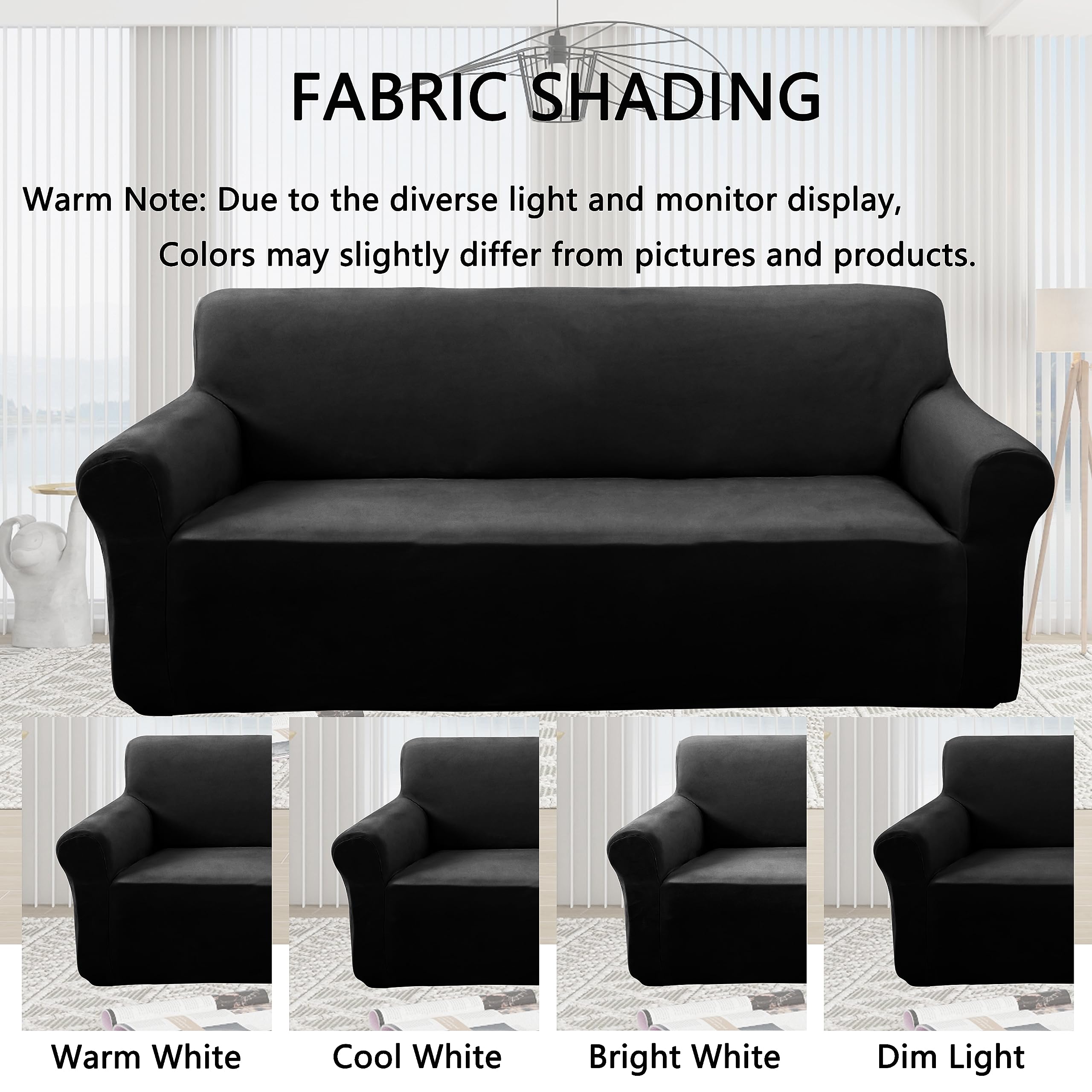 Premium Velvet Loveseat Sofa Cover - Stretchable Couch Slipcover for Furniture Protection - Pet-Friendly Sofa Protector for Dogs (Medium, Black) - Perfect for Living Room, Apartment & Home Decor