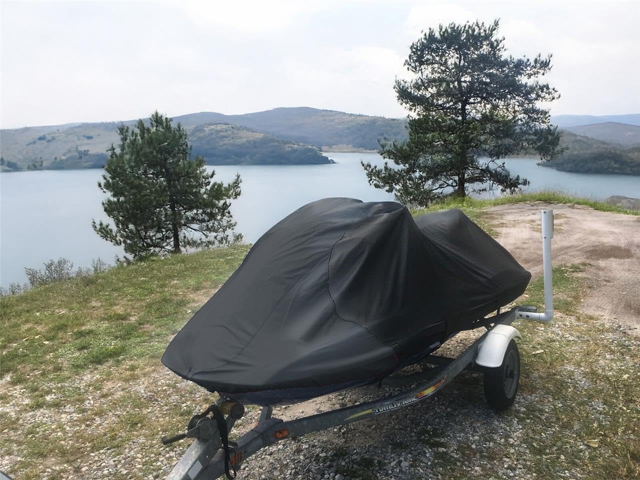 SBU Black Jet Ski Cover for Kawasaki STX-15F (2003-2020 Models) - Waterproof, UV-Resistant Protection for Outdoor Storage & Transport