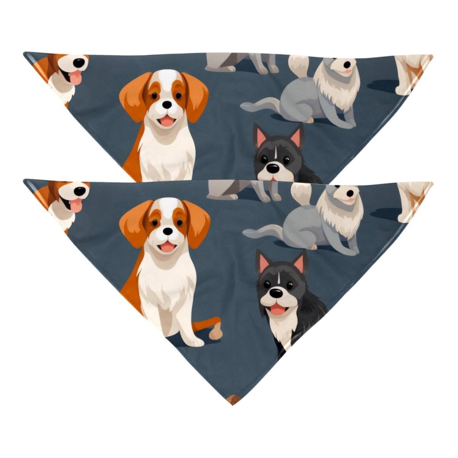 Stylish Dog Bandanas for Small, Medium & Large Pets - 2-Piece Set with Abstract Animal Print - Soft & Comfortable Dog Scarf for Dogs & Cats - Perfect for Daily Walks, Pet Parties & Photo Shoots