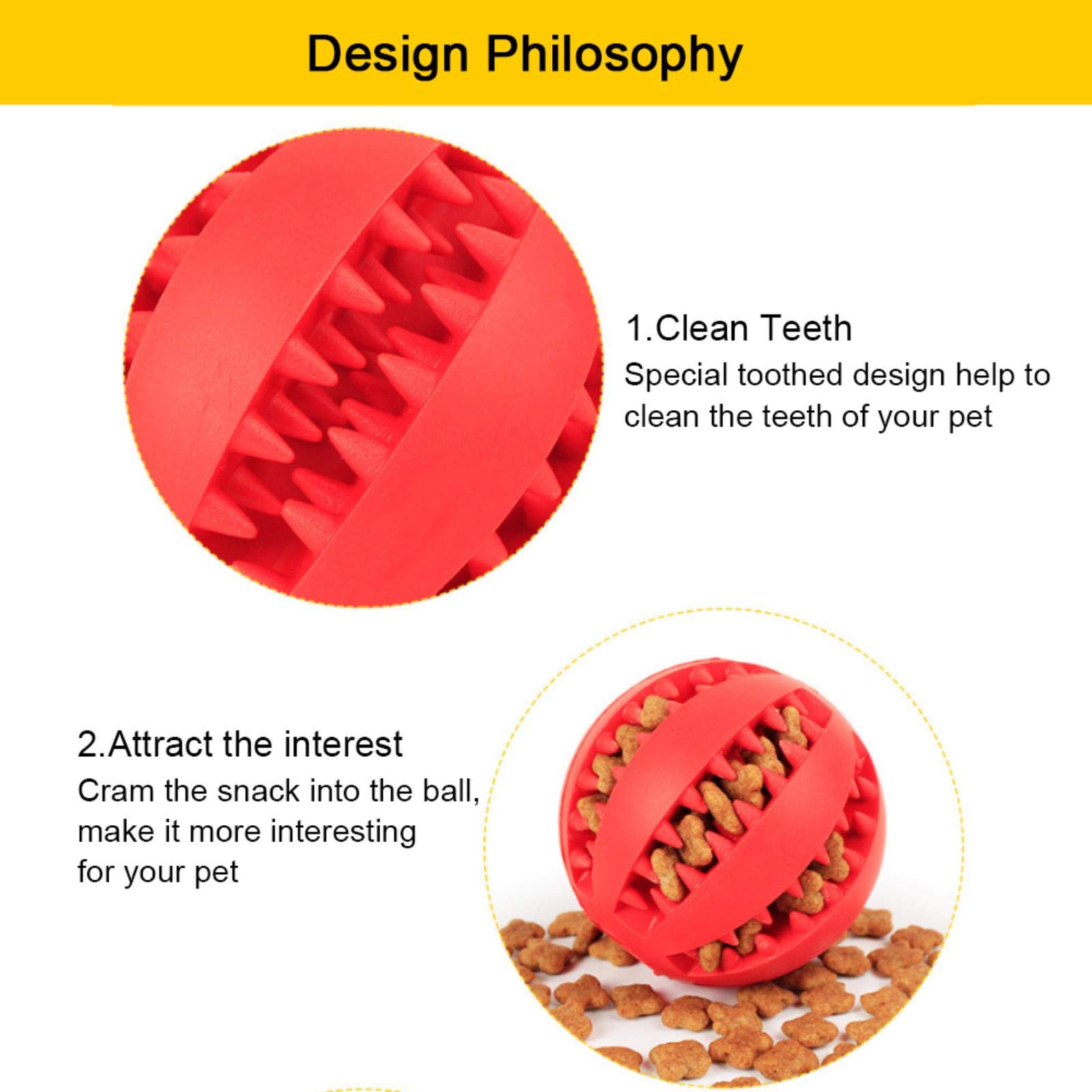 **Durable Rubber Dog Ball Toy for Puppies & Large Dogs - Teeth Cleaning Chew Toy with Snack Dispenser - Fun Interactive Pet Toy for Indoor & Outdoor Play**