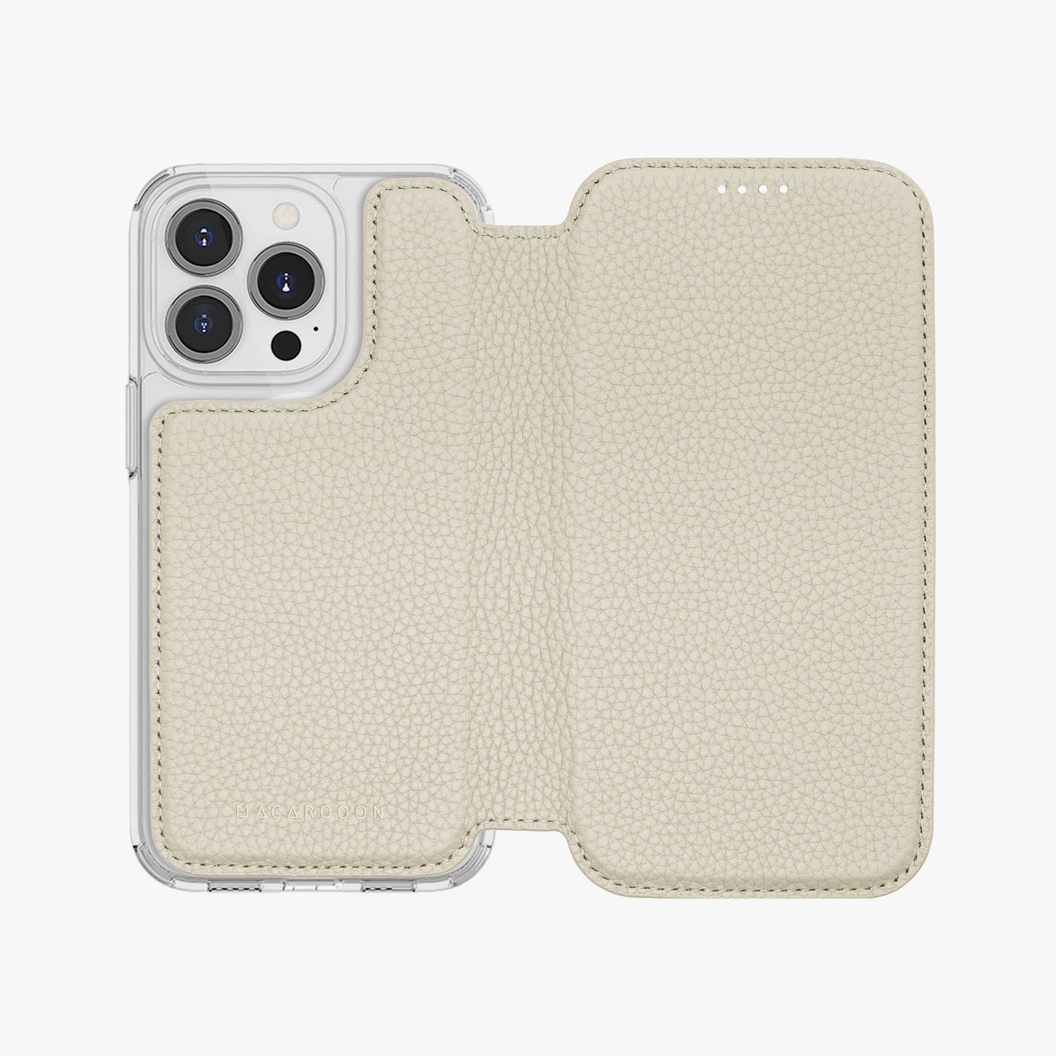 Premium iPhone 15 Pro Leather Flip Case with MagSafe - Slim Protective Cover with Clear Back for Wireless Charging | Perfect for Work, Travel & Everyday Use