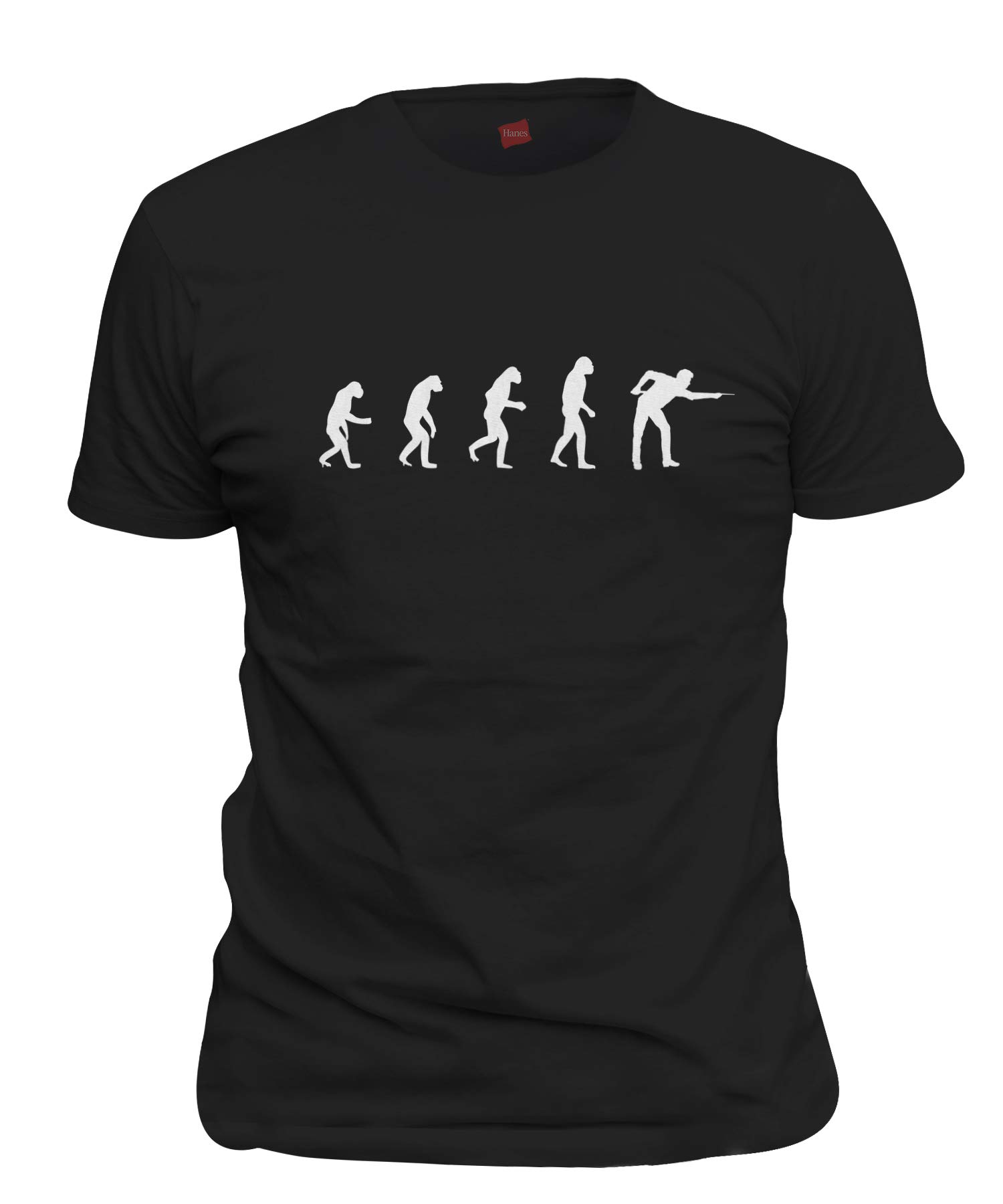 Funny Evolution of Man to Pool Player Graphic T-Shirt for Men - Cool Casual Tee for Bar Nights, Billiards & Relaxing Weekends