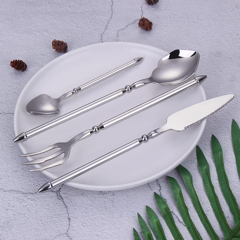 48-Piece Stainless Steel Silverware Set for 12 - Mirror Polished Modern Flatware Set - Durable Dinnerware for Family Gatherings, Restaurants & Daily Dining - TWEE