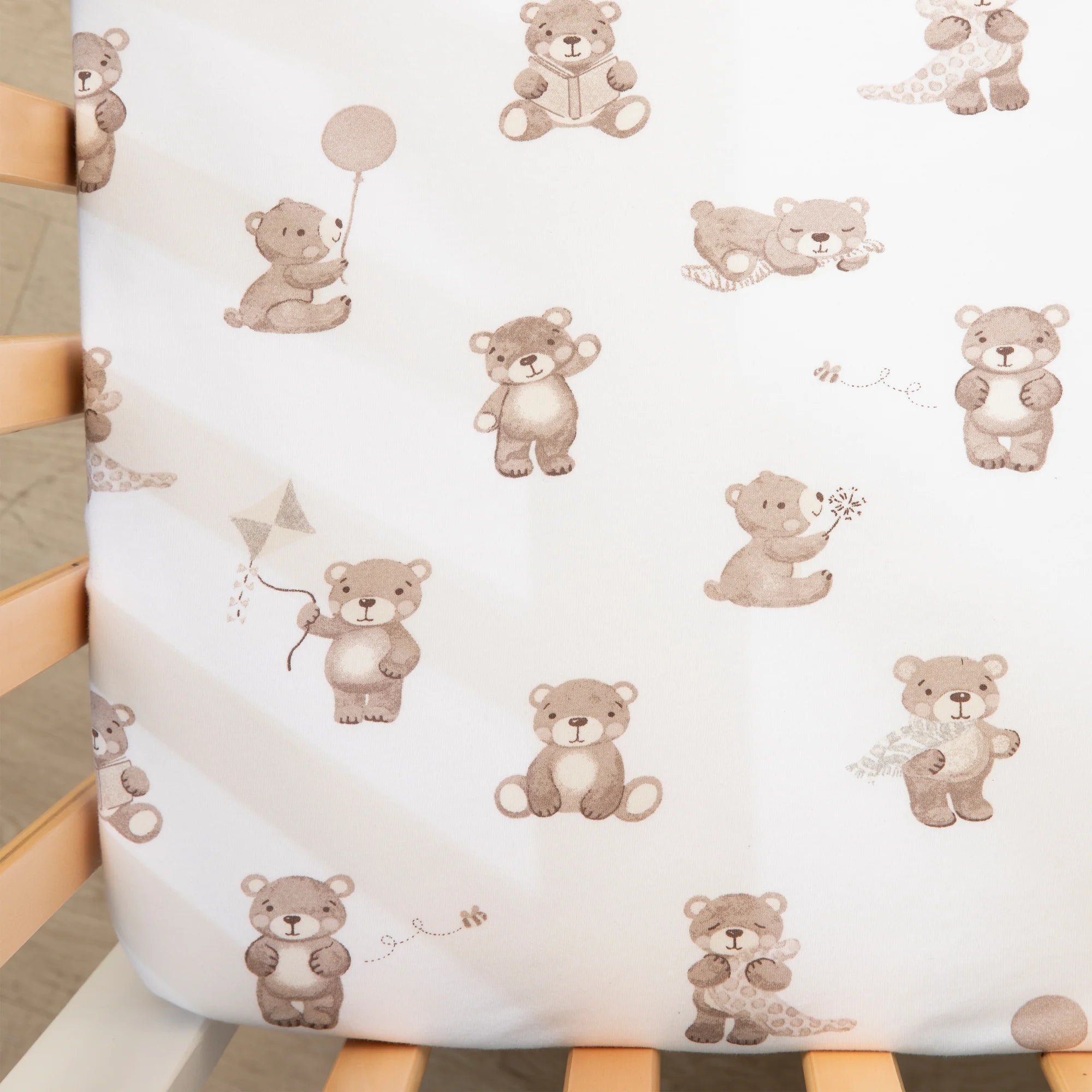 Soft & Breathable Cot Fitted Sheets 2 Pack - Cuddly Bear Design for Baby Cribs | Perfect for Nursery, Daycare & Travel Use