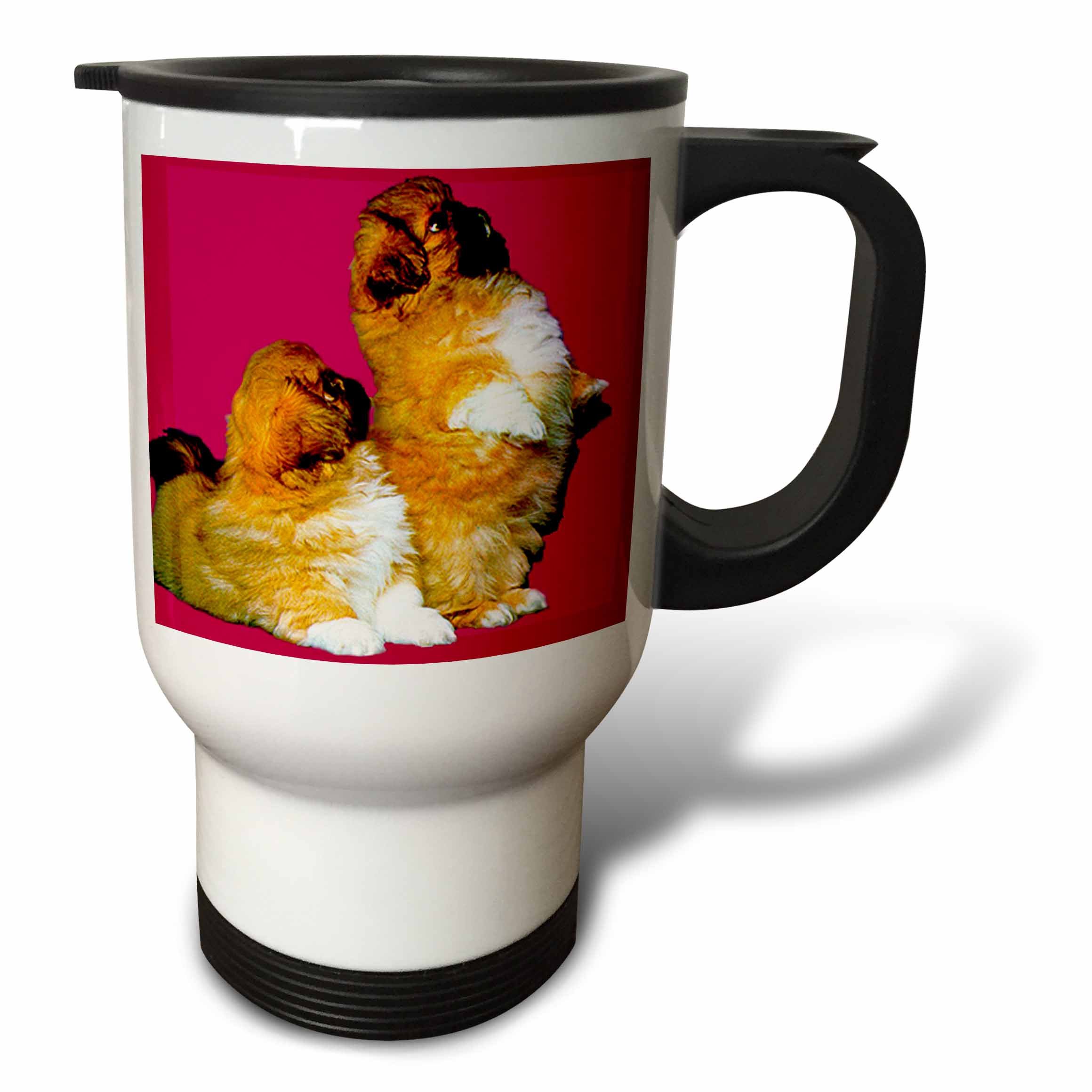 3D Rose Pekingese Dog Design Travel Mug - 14 Oz Insulated Coffee Cup for Hot & Cold Drinks - Perfect for Office, Commuting, and Outdoor Adventures