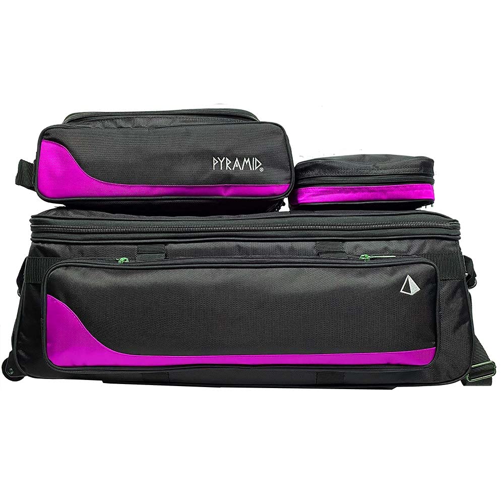 Premium Triple Tote Roller Bowling Bag with Detachable Shoe Compartment (Fits US Men's Size 15) - Lightweight Travel Luggage with Accessory Pockets | Perfect for Bowling Tournaments, Gym Sessions & Weekend Getaways